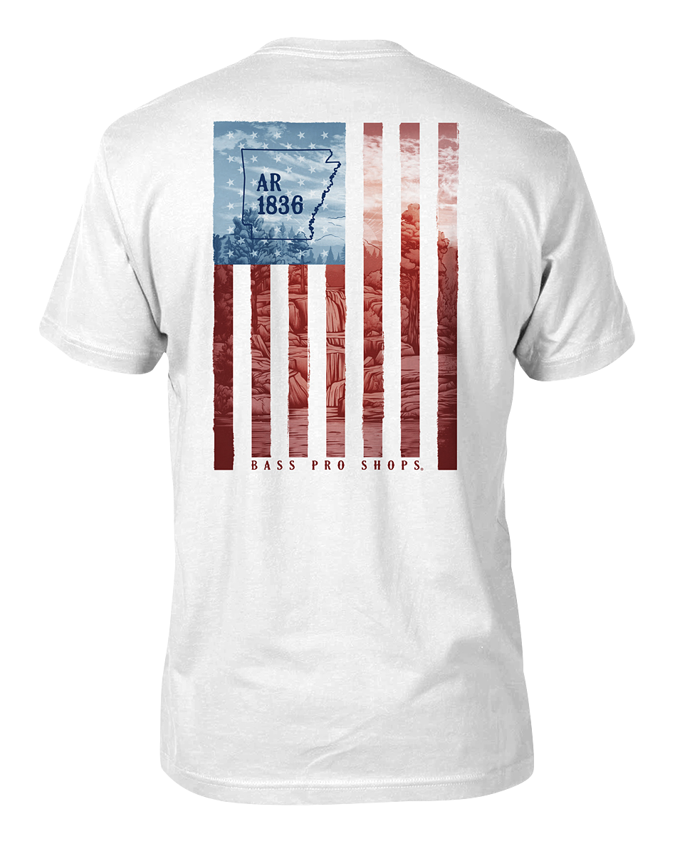 Image of Bass Pro Shops Blue Skies Flag State Graphic Short-Sleeve T-Shirt for Men - Arkansas