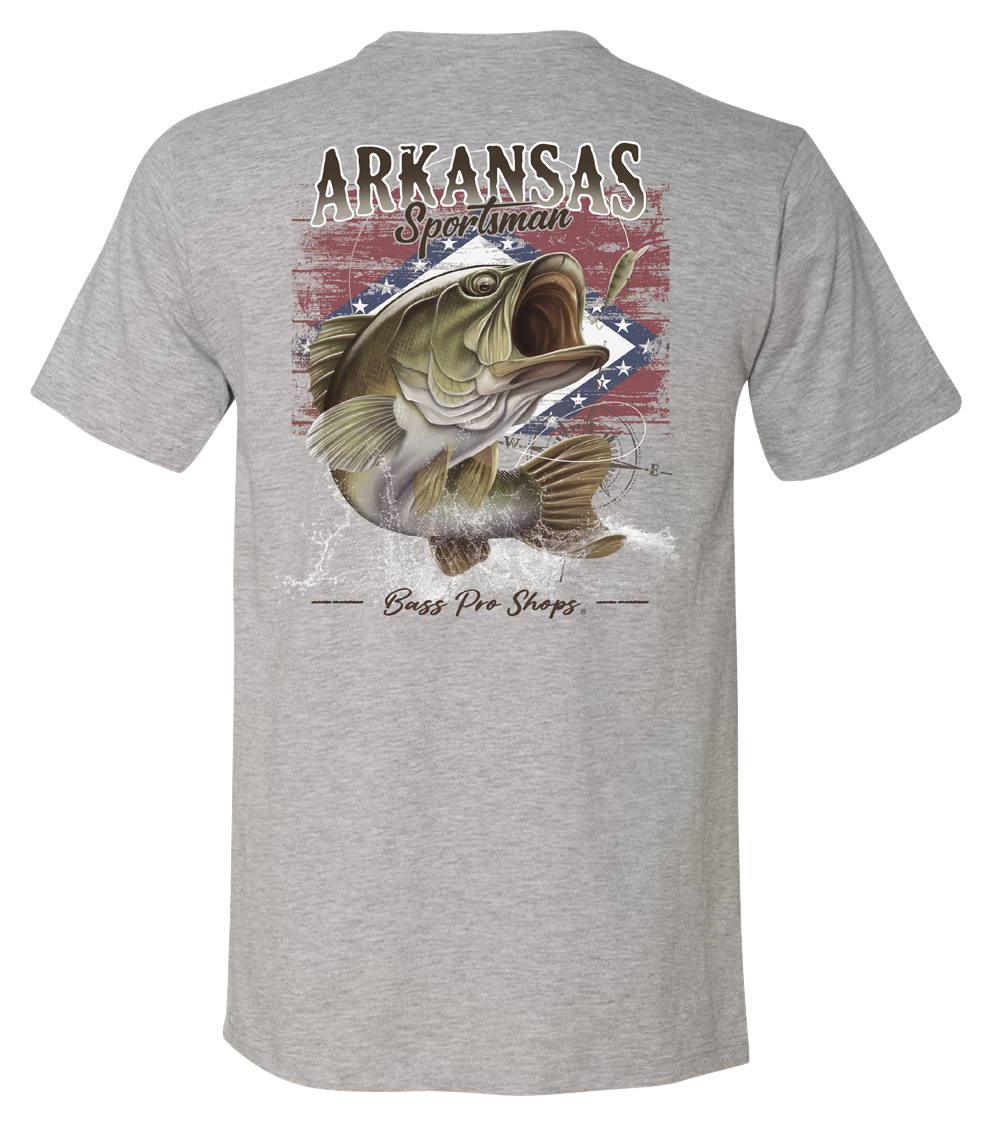 Image of Bass Pro Shops Fish Flag Short-Sleeve T-Shirt for Men - AR/Heather Gray