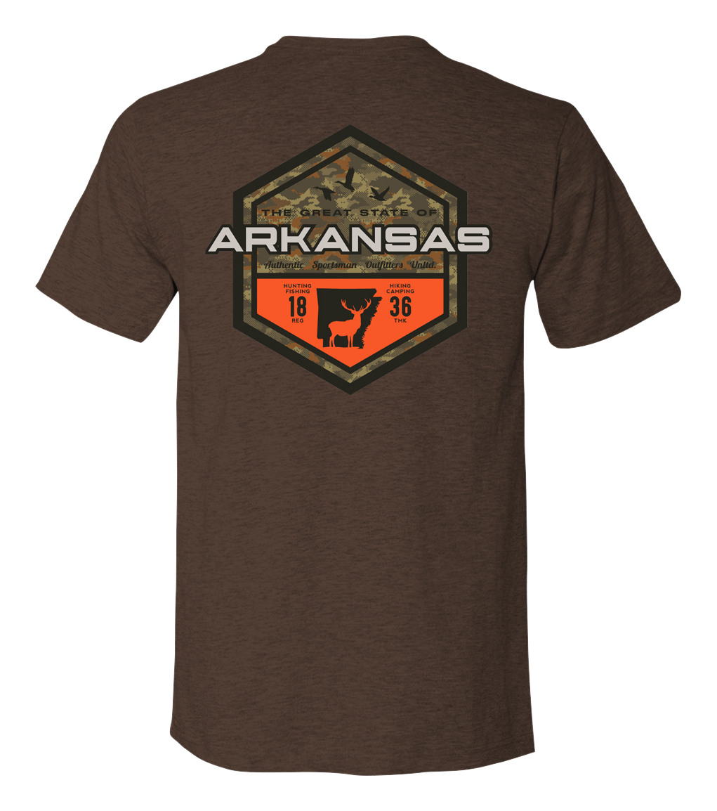 Image of Bass Pro Shops Sportsman's Badge Short-Sleeve T-Shirt for Men - AR/Heather Brown
