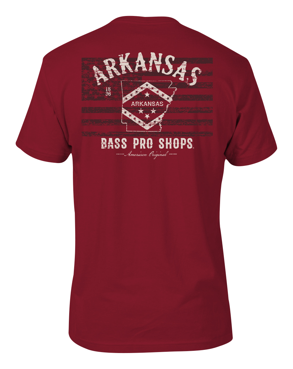 Image of Bass Pro Shops State Graphic Flag Short-Sleeve T-Shirt for Men - AR/Red