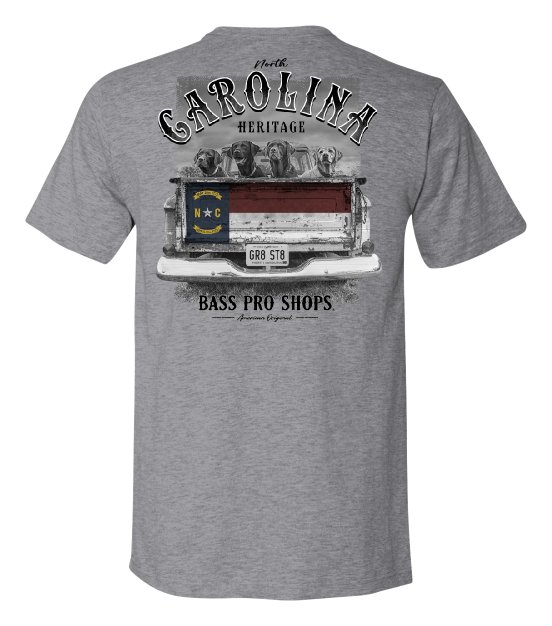 Image of Bass Pro Shops Heritage State Graphic Short-Sleeve Shirt for Men - NC/Heather Gray