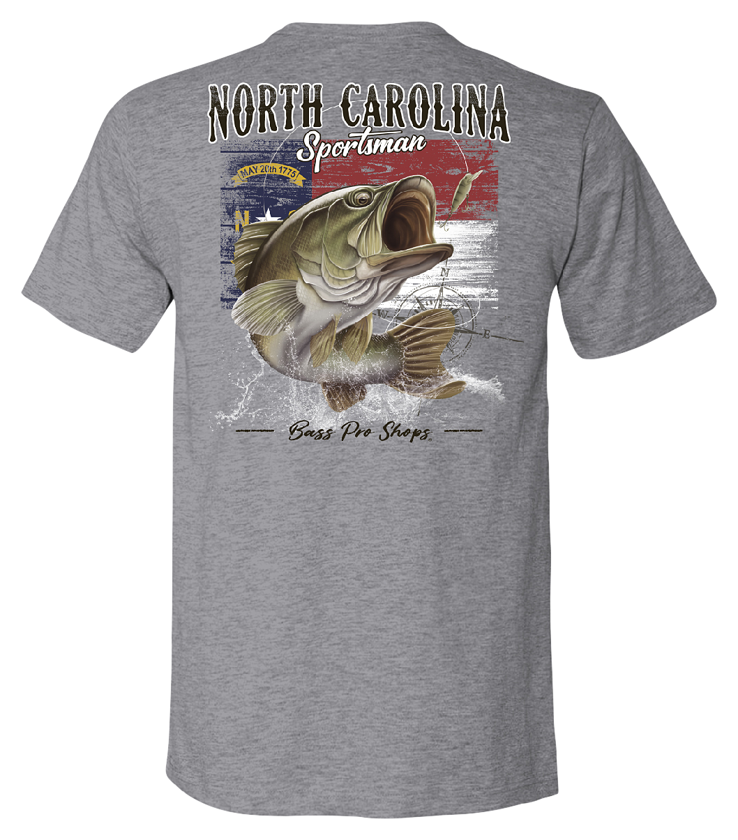 Image of Bass Pro Shops Fish Flag Short-Sleeve T-Shirt for Men - NC/Heather Gray