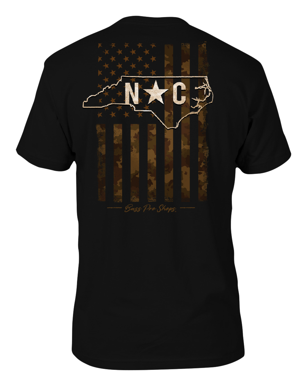 Image of Bass Pro Shops Camo Flag Short-Sleeve T-Shirt for Men - NC/Black - XL