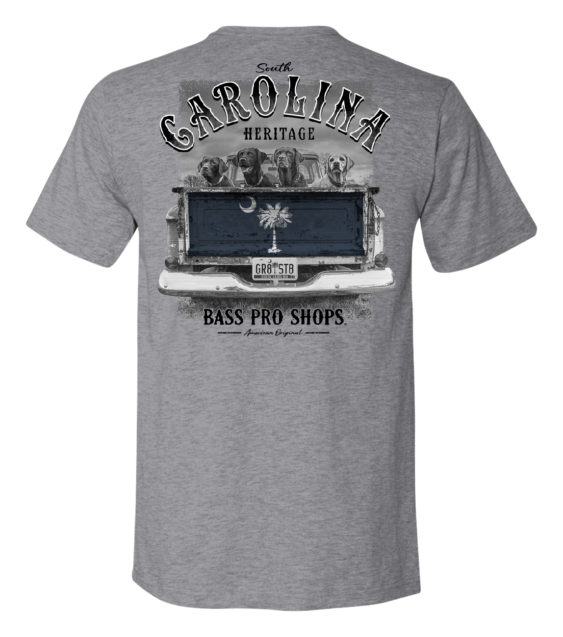 Image of Bass Pro Shops Heritage State Graphic Short-Sleeve Shirt for Men - SC/Heather Gray