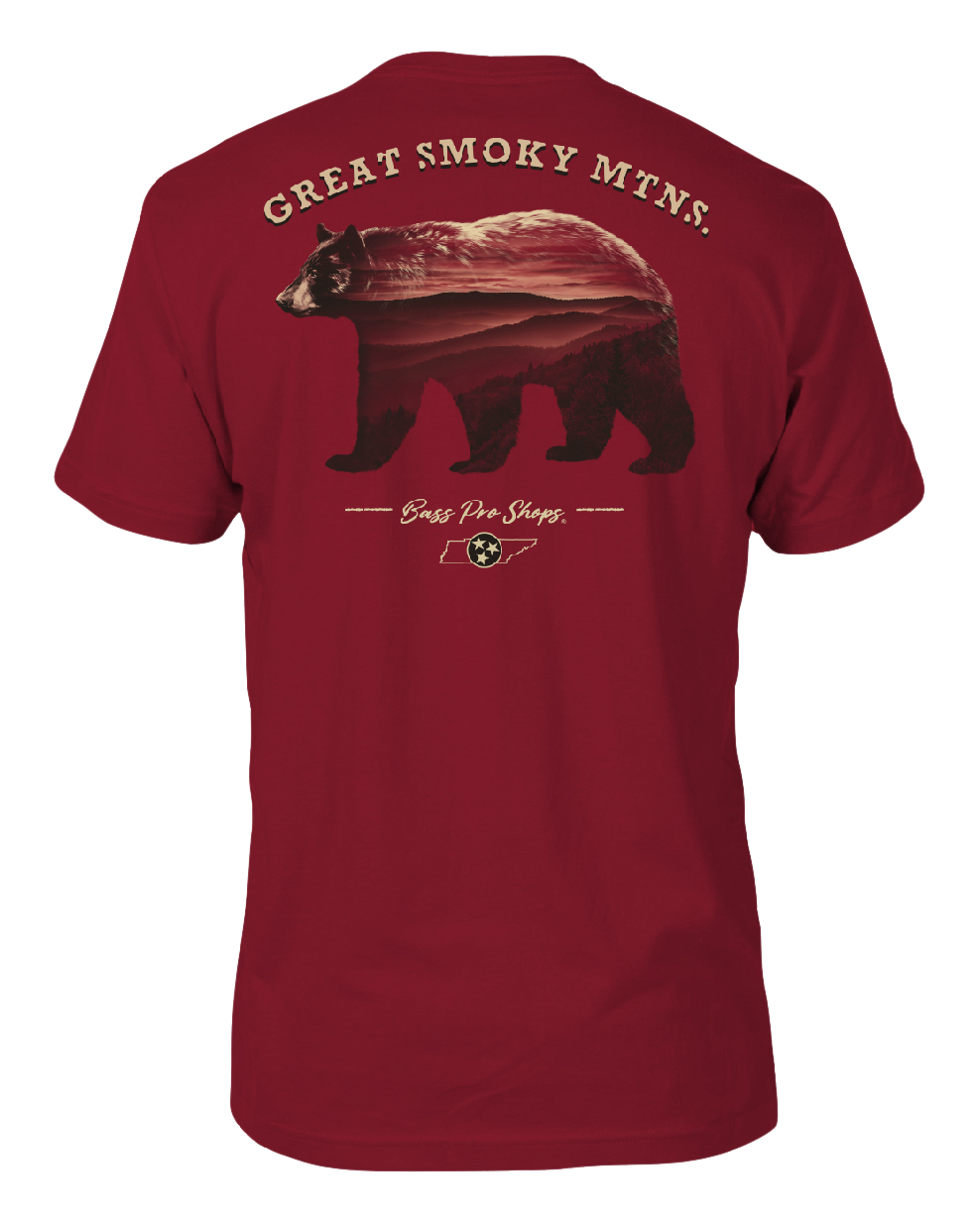Image of Bass Pro Shops Mountain Bear State Short-Sleeve T-Shirt for Men - TN/Red - 2XL