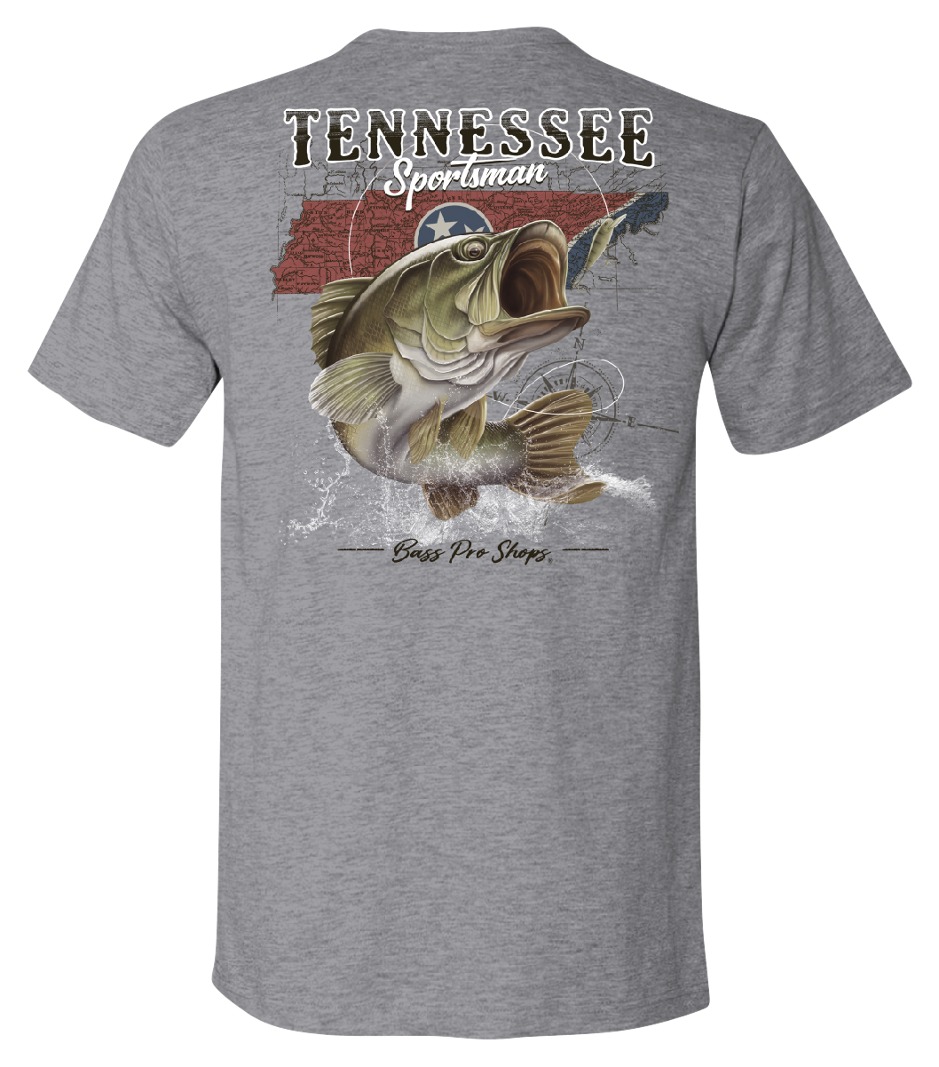 Image of Bass Pro Shops Fish Flag Short-Sleeve T-Shirt for Men - TN/Heather Gray