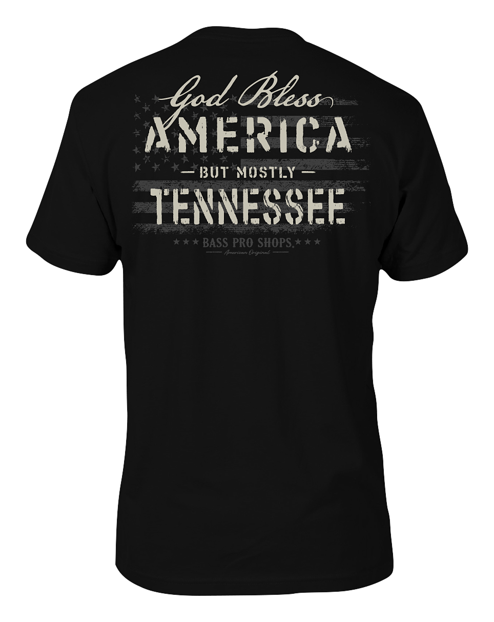 Image of Bass Pro Shops God Bless State Short-Sleeve T-Shirt for Men - TN/Black - 3XL