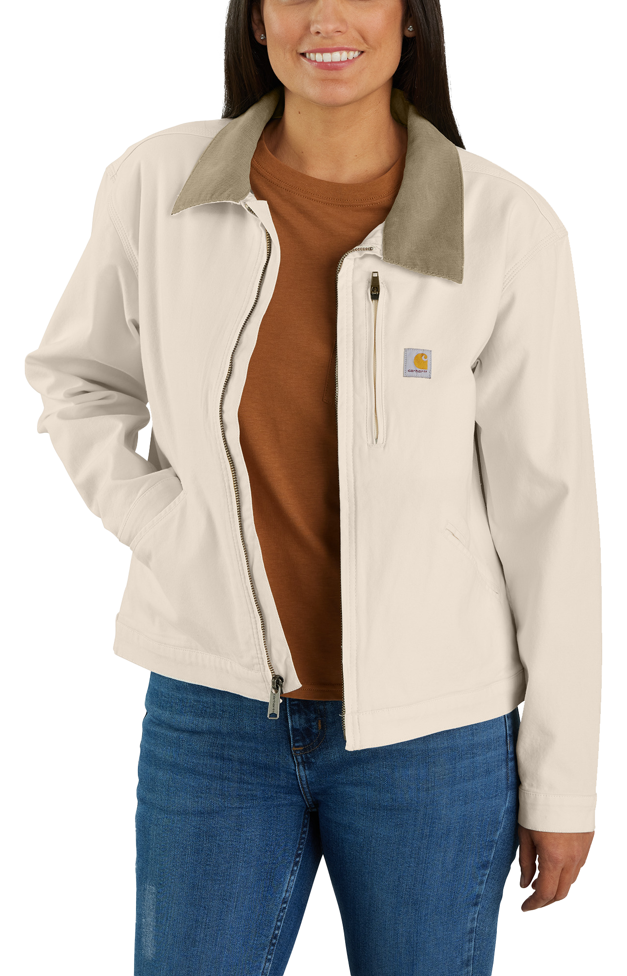 Image of Carhartt Rugged Flex Loose-Fit Canvas Detroit Jacket for Ladies - Natural - 3X