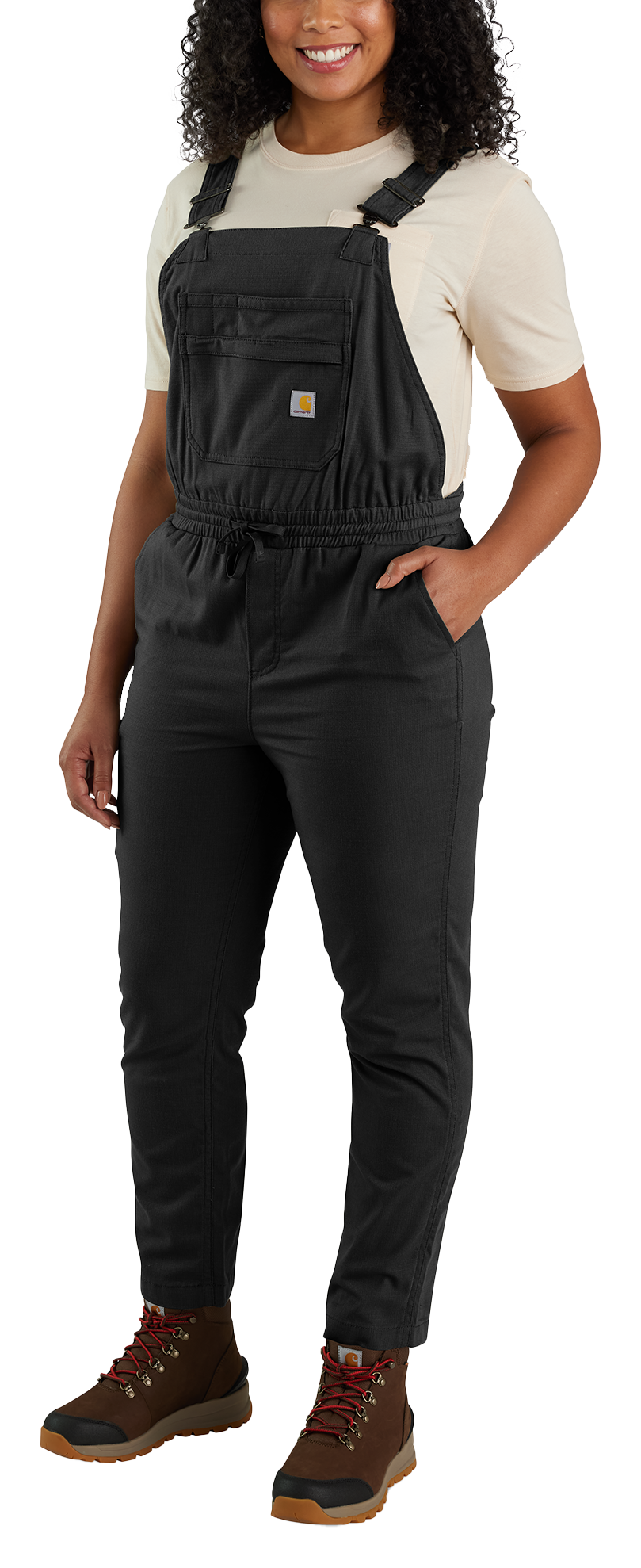 Image of Carhartt Force Relaxed-Fit Ripstop Bib Overalls for Ladies - Black