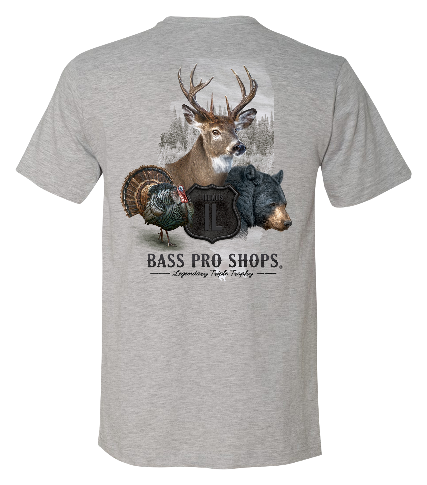 Image of Bass Pro Shops Triple Trophy Short-Sleeve T-Shirt for Men - IL/Heather Gray