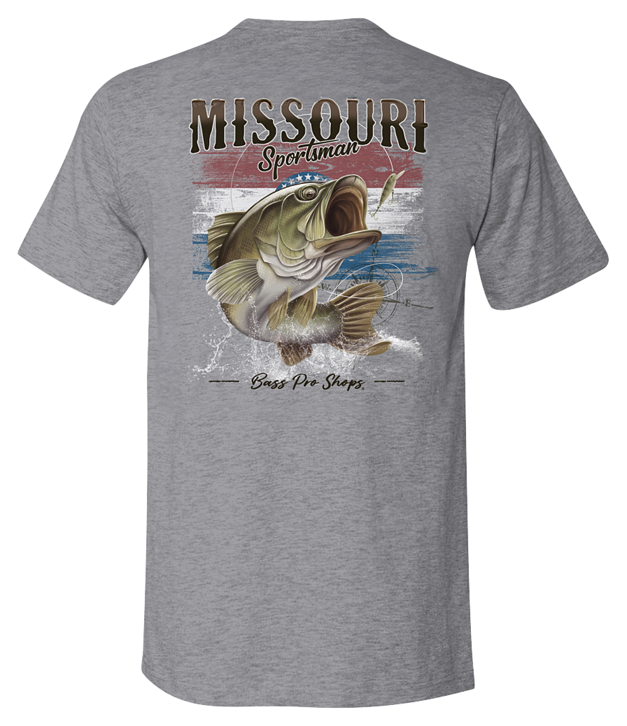 Image of Bass Pro Shops Fish Flag Short-Sleeve T-Shirt for Men - MO/Heather Gray