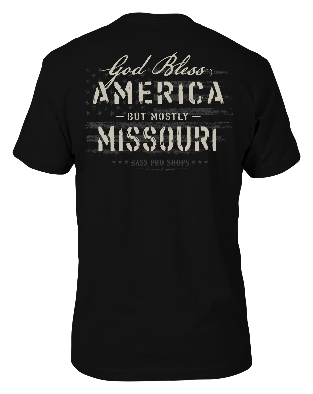 Image of Bass Pro Shops God Bless State Short-Sleeve T-Shirt for Men - MO/Black - L