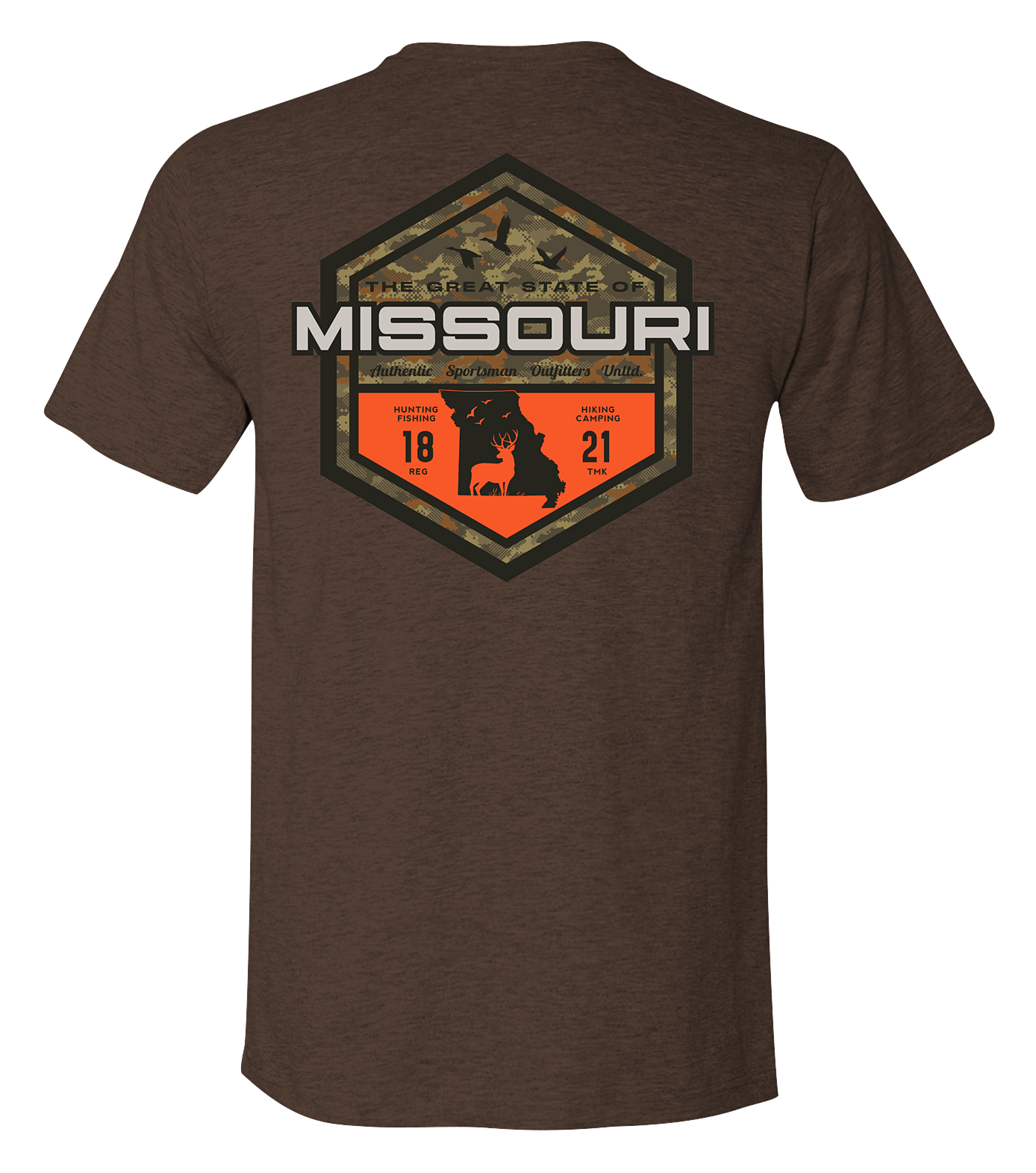 Image of Bass Pro Shops Sportsman's Badge Short-Sleeve T-Shirt for Men - MO/Heather Brown