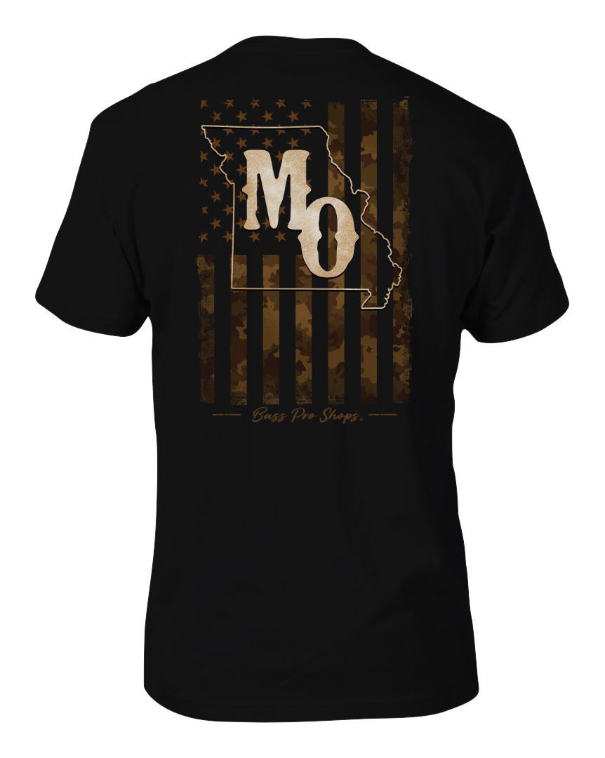 Image of Bass Pro Shops Camo Flag Short-Sleeve T-Shirt for Men - MO/Black - S