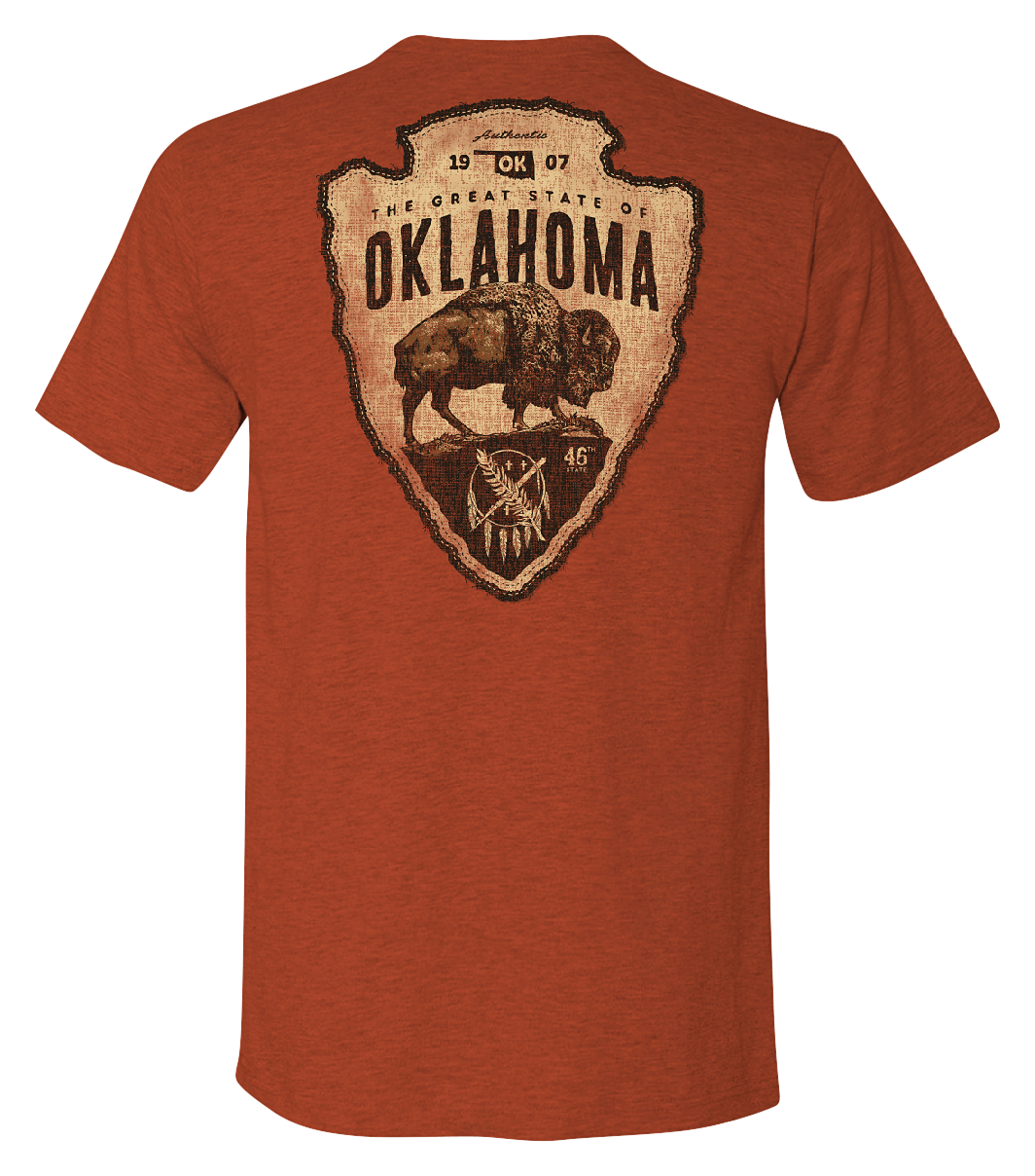 Bass Pro Shops Arrowhead State Graphic Short-Sleeve Shirt for Men - OK/Rust Heather - S