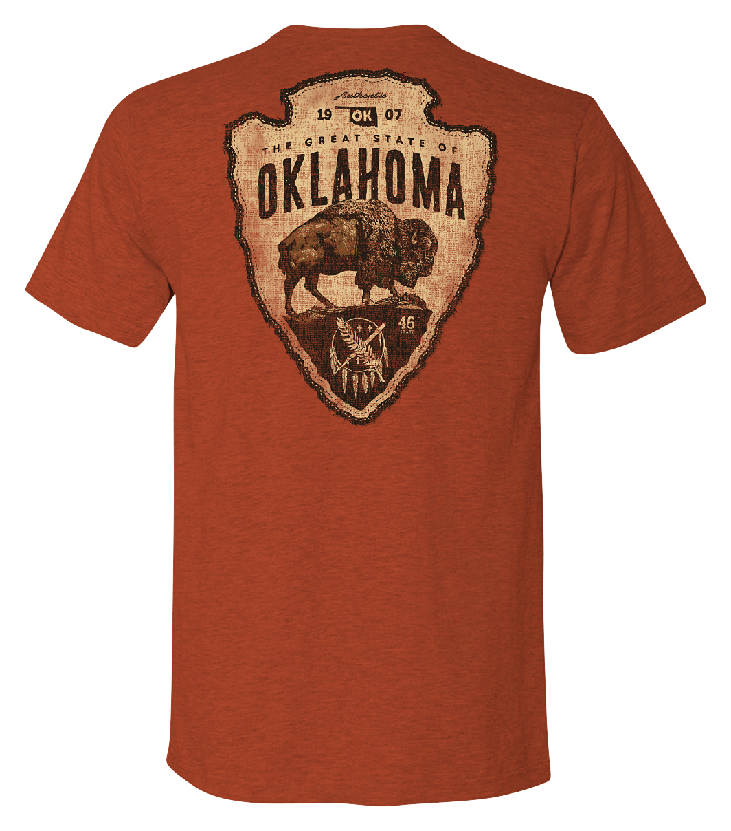 Image of Bass Pro Shops Arrowhead State Graphic Short-Sleeve Shirt for Men - OK/Rust Heather