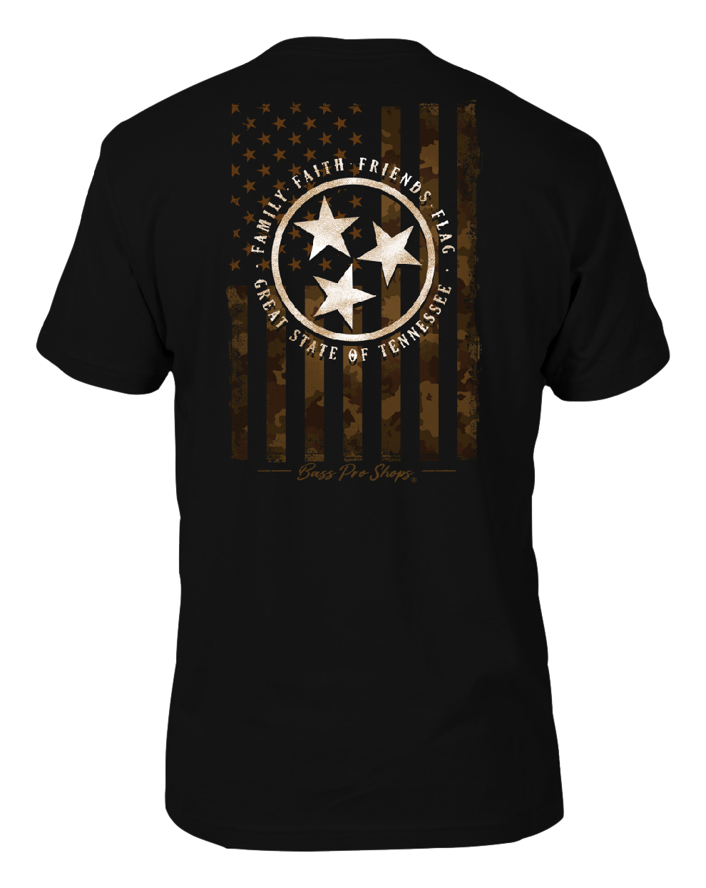 Image of Bass Pro Shops Camo Flag Short-Sleeve T-Shirt for Men - TN/Black - M