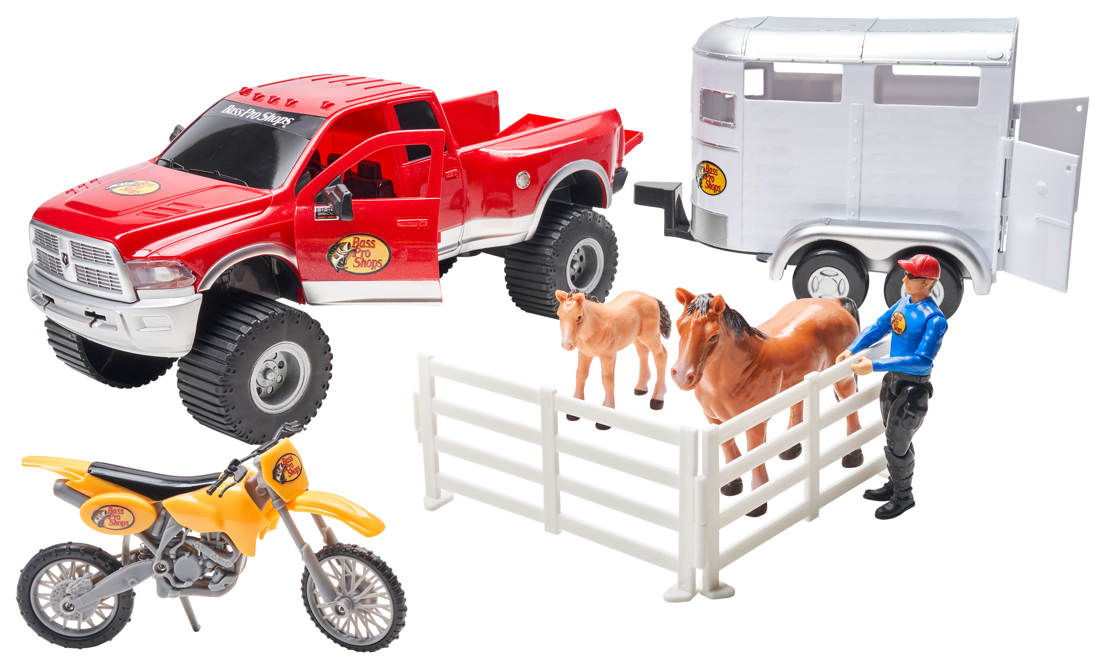 BASS PRO SHOPS Deluxe Dodge Ram and Horse Trailer Adventure Playset for Kids