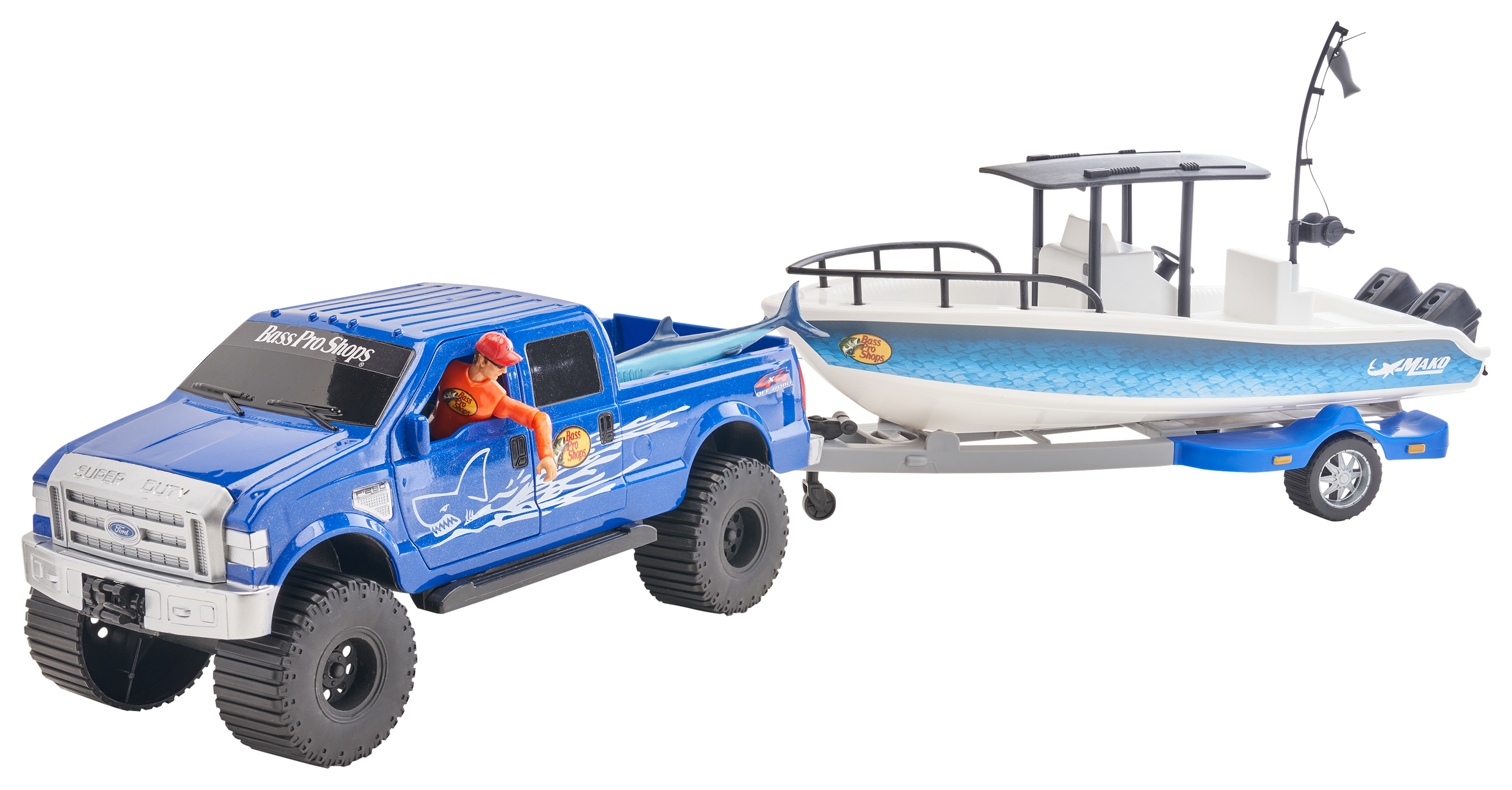 Image of Bass Pro Shops Saltwater Fishing Truck and Boat Adventure Playset for Kids