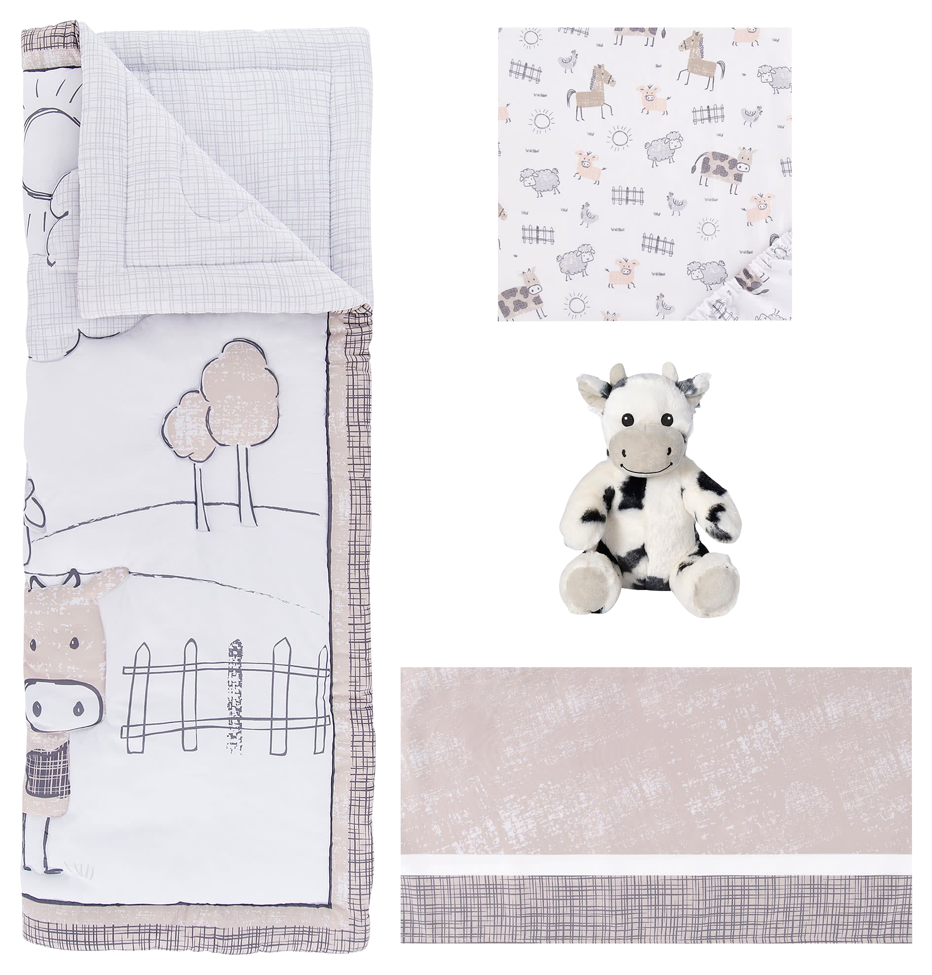 Image of Trend Lab Sammy & Lou Cottage Farm 4-Piece Crib Bedding Set