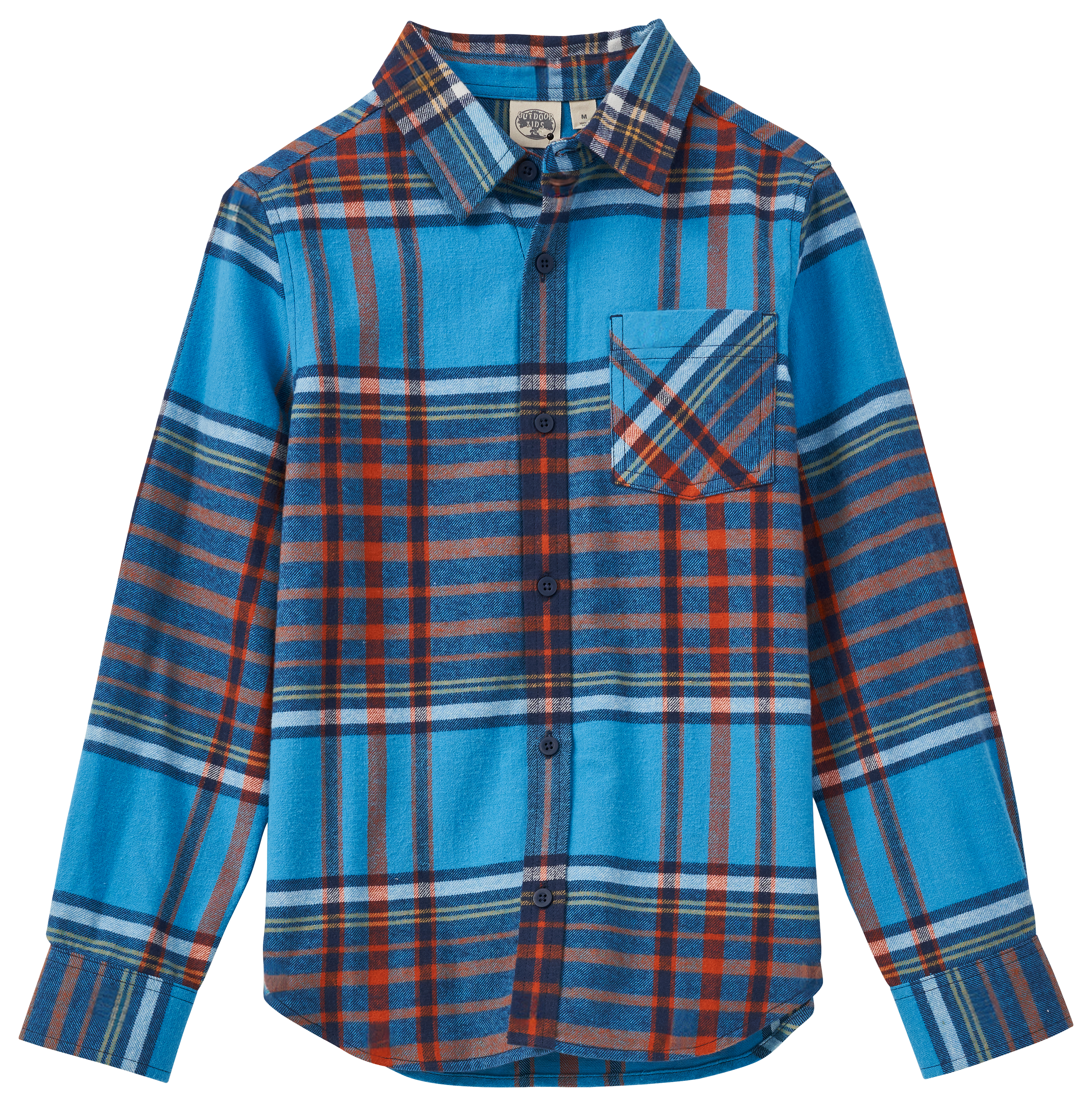 Image of Outdoor Kids Flannel Long-Sleeve Shirt for Kids - Blue/Rust - XS