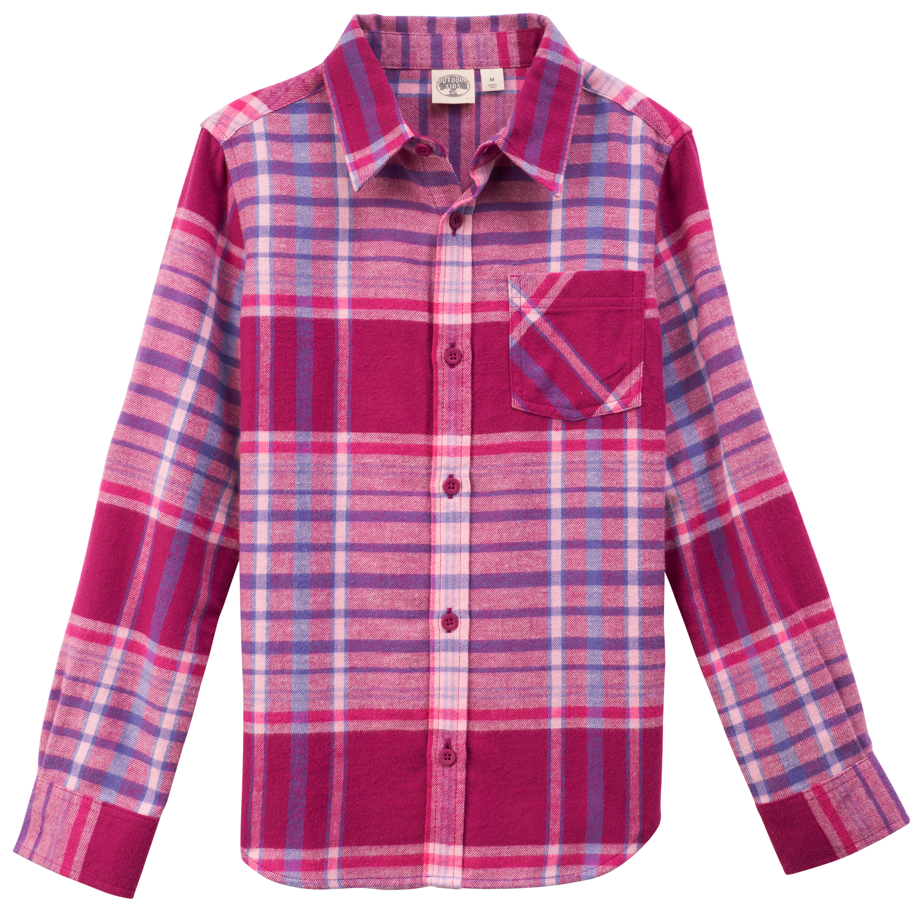 Image of Outdoor Kids Flannel Button-Down Long-Sleeve Shirt for Kids - Purple - XS