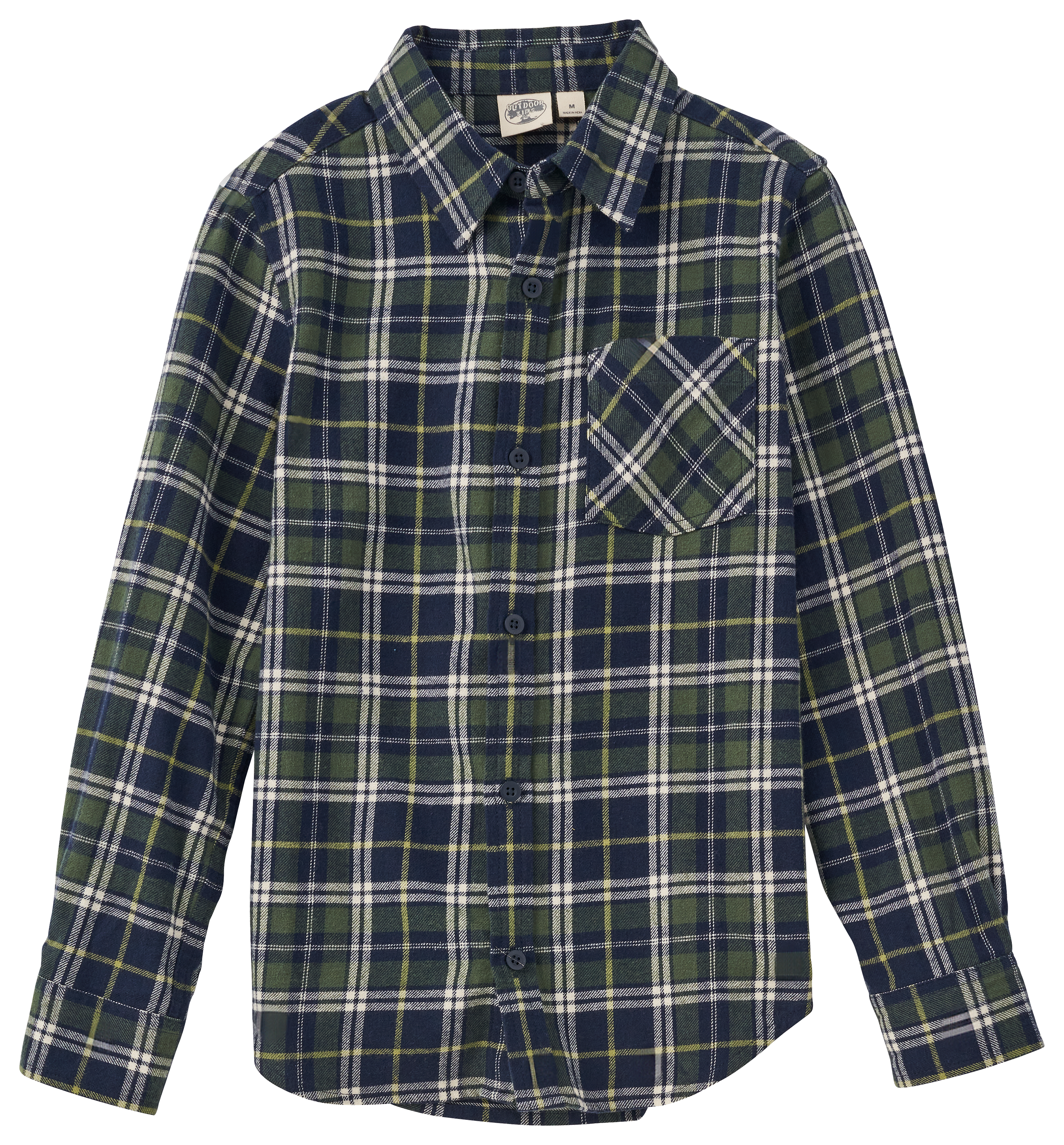 Image of Outdoor Kids Flannel Long-Sleeve Shirt for Kids - Thyme - XS