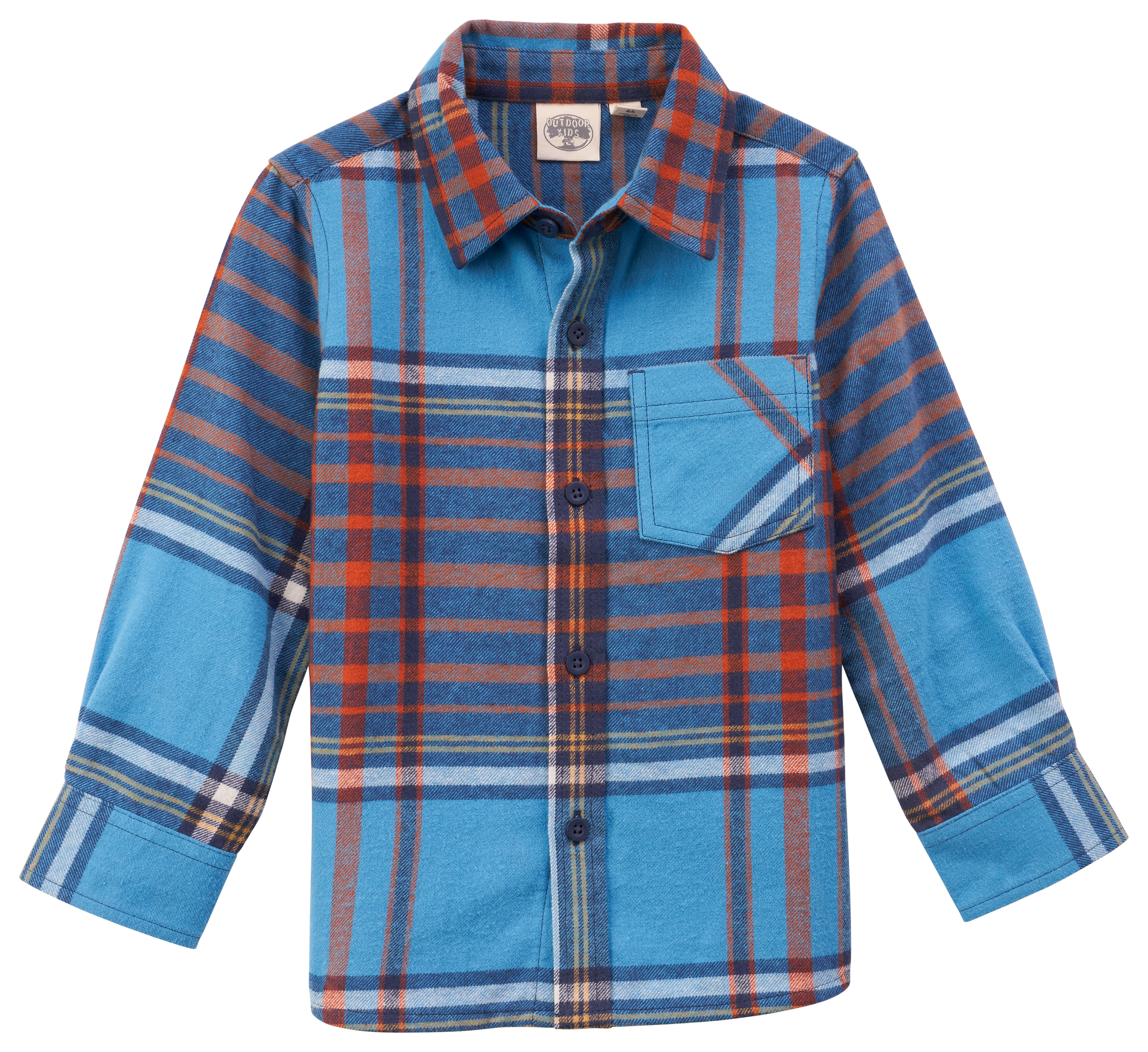 Image of Outdoor Kids Flannel Button-Down Long-Sleeve Shirt for Toddlers - Blue/Rust - 2T