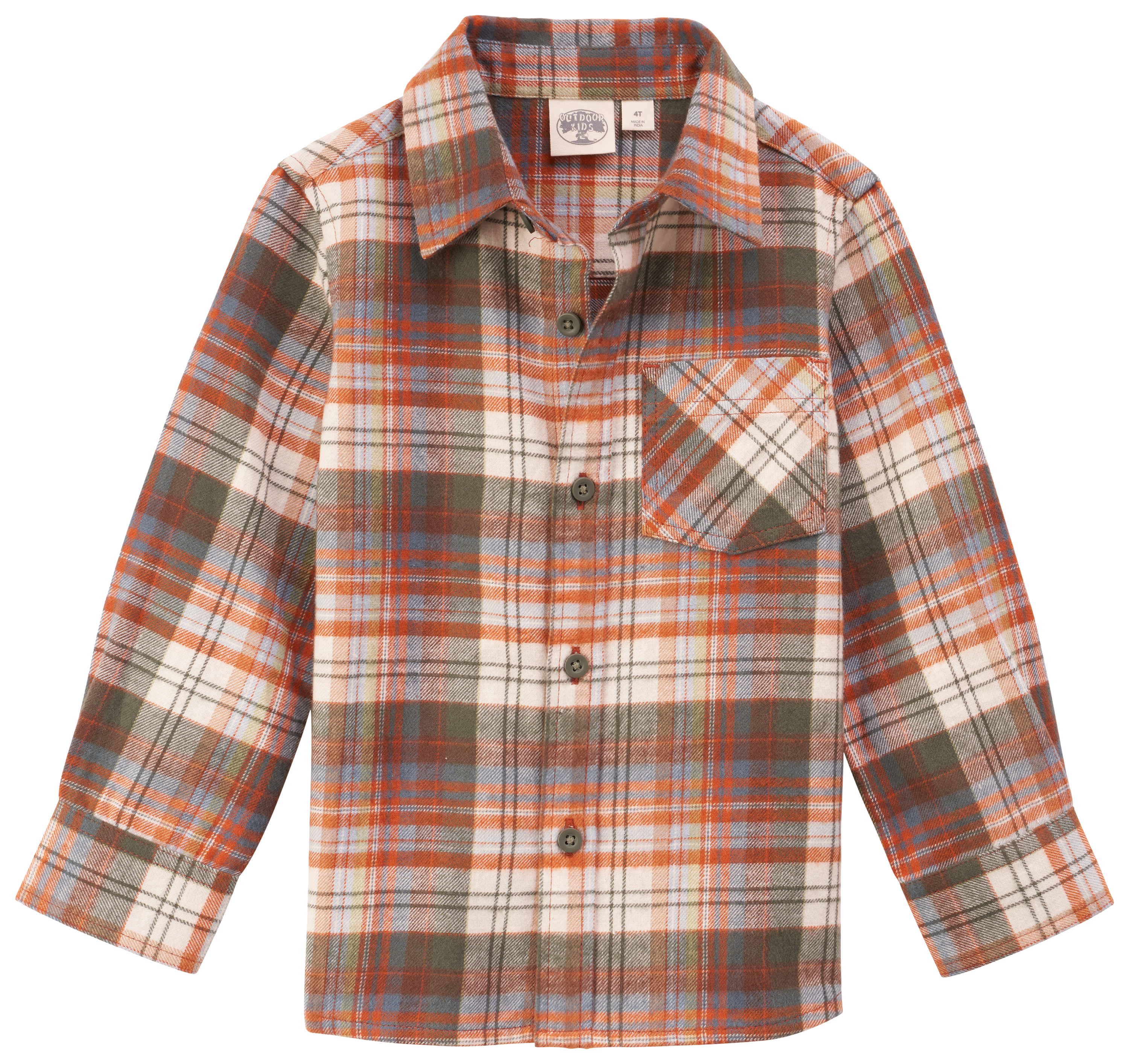 Image of Outdoor Kids Flannel Button-Down Long-Sleeve Shirt for Toddlers - Prairie - 2T