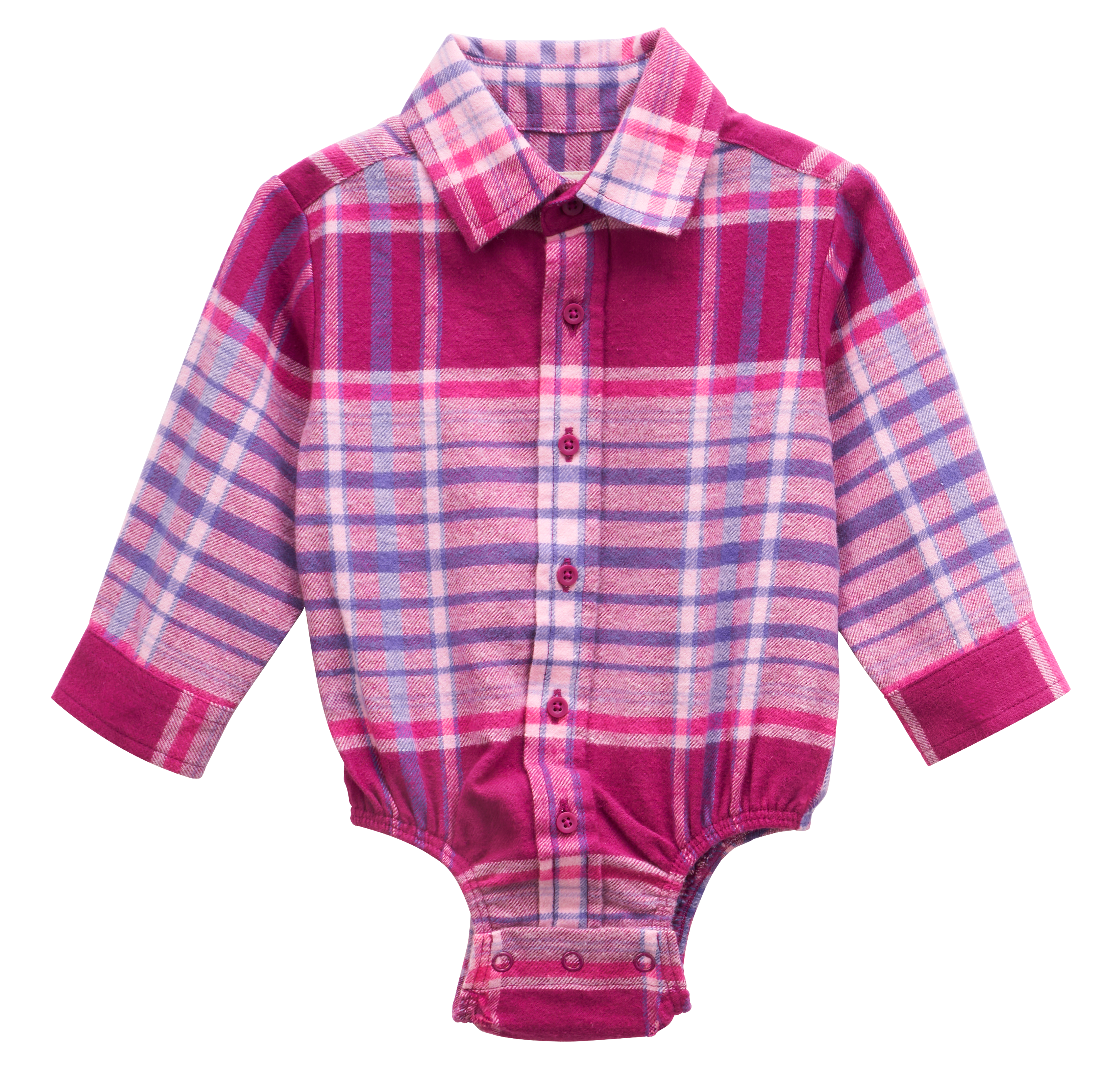 Image of Outdoor Kids Flannel Long-Sleeve Bodysuit for Babies - Purple - 0-3 Months