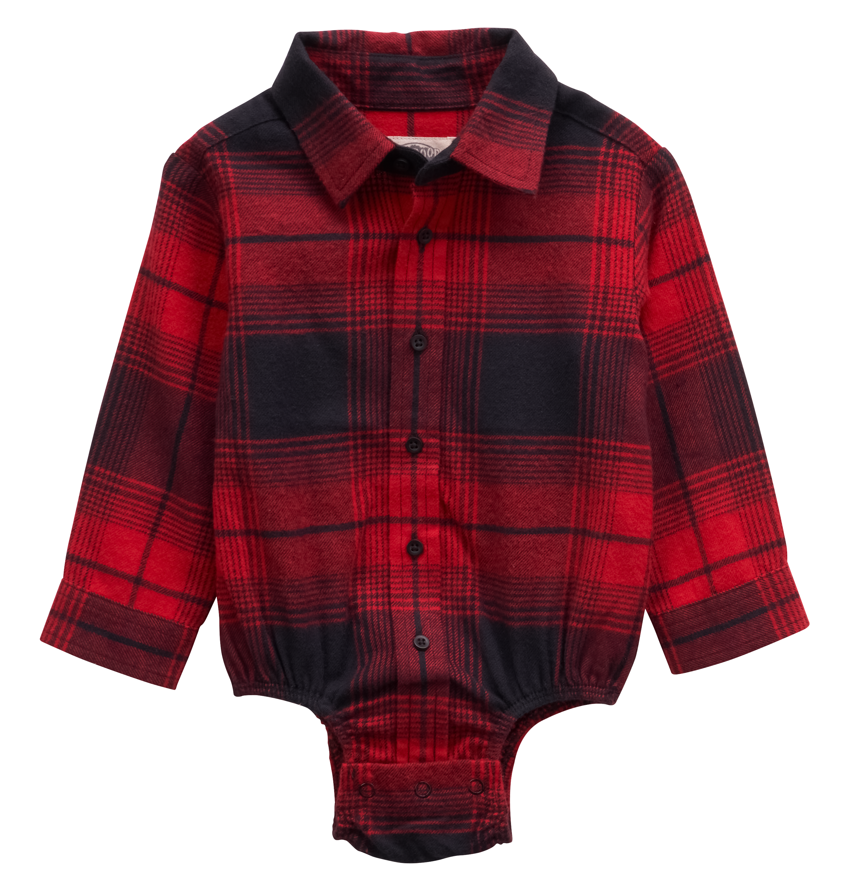 Image of Outdoor Kids Flannel Long-Sleeve Bodysuit for Babies - Red/Black - 0-3 Months