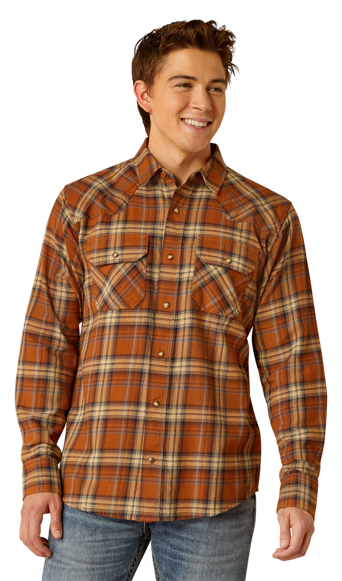 Image of Ariat Muir Woods Trail Retro Long-Sleeve Snap Shirt for Men - Roasted Pecan