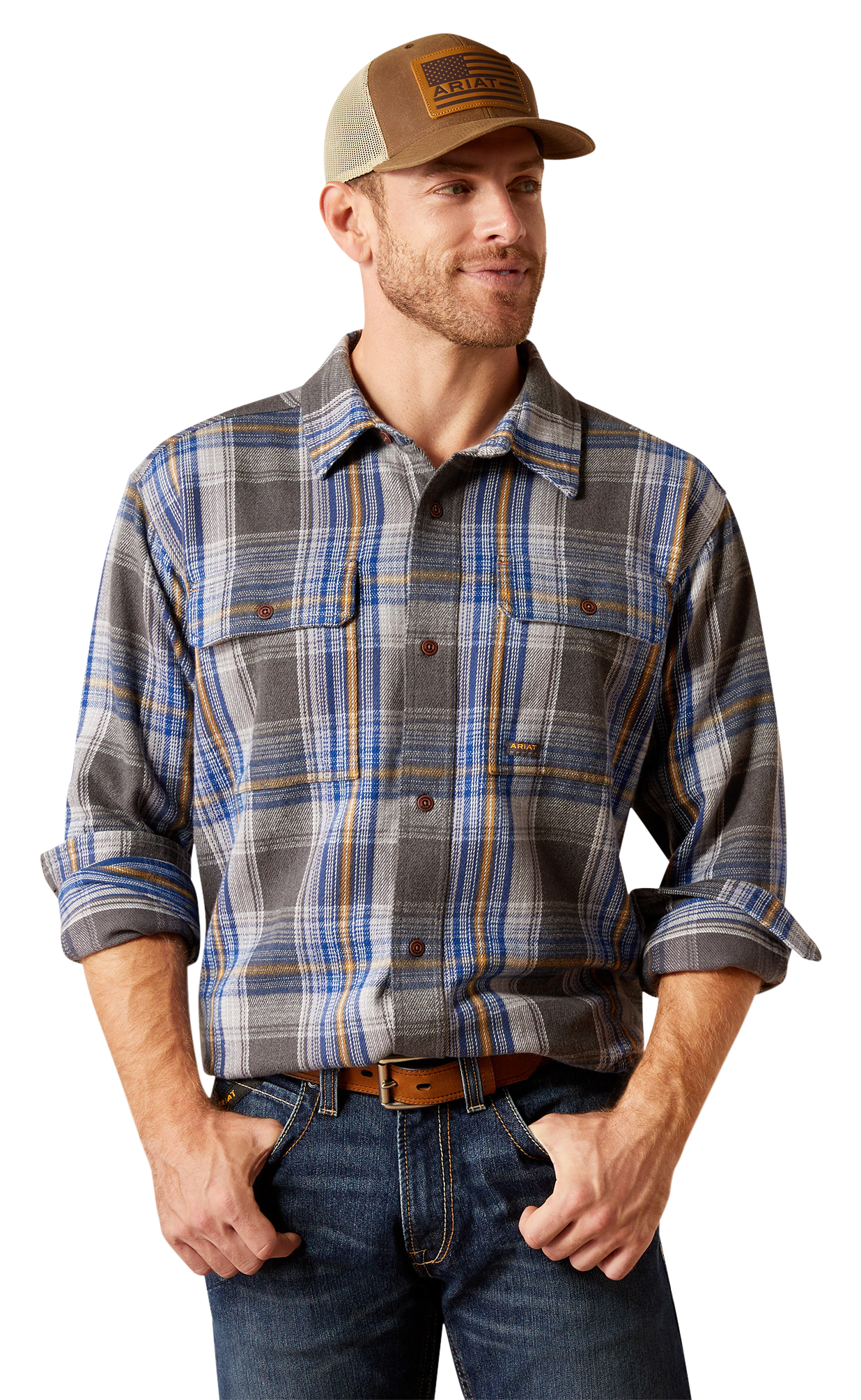 Ariat Rebar Heavy Flannel Long-Sleeve Work Shirt for Men                                                                        