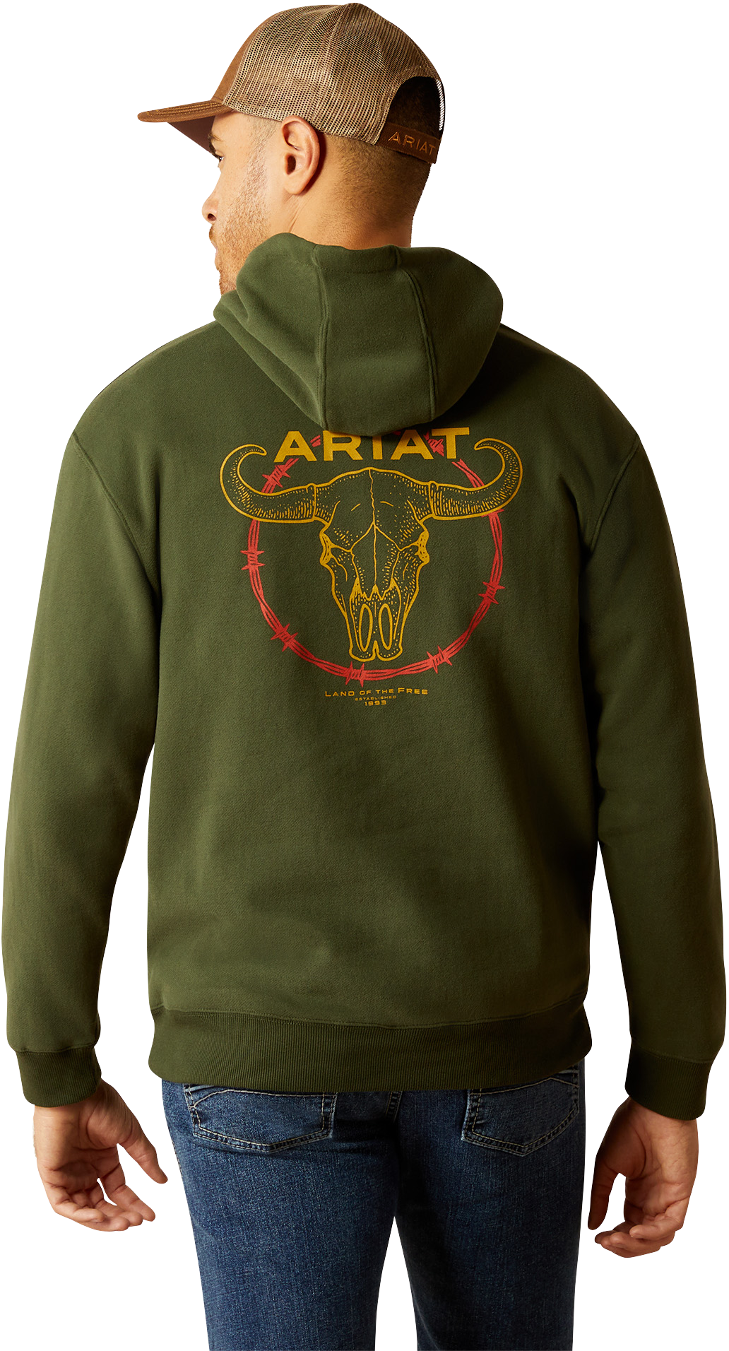 ARIAT Barbwire Skull Long-Sleeve Hoodie for Men