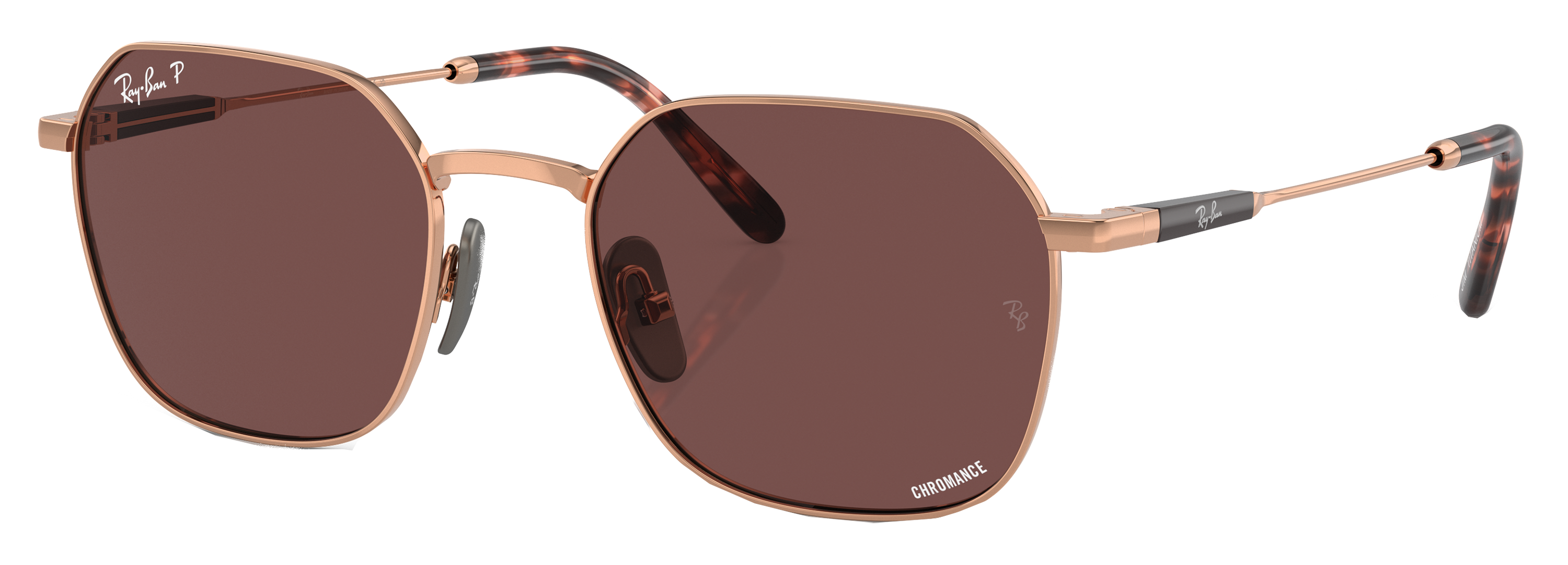 Image of Ray-Ban Jim Titanium RB8094 Chromance Glass Polarized Sunglasses - Polished Light Brown/Dark Violet Chromance