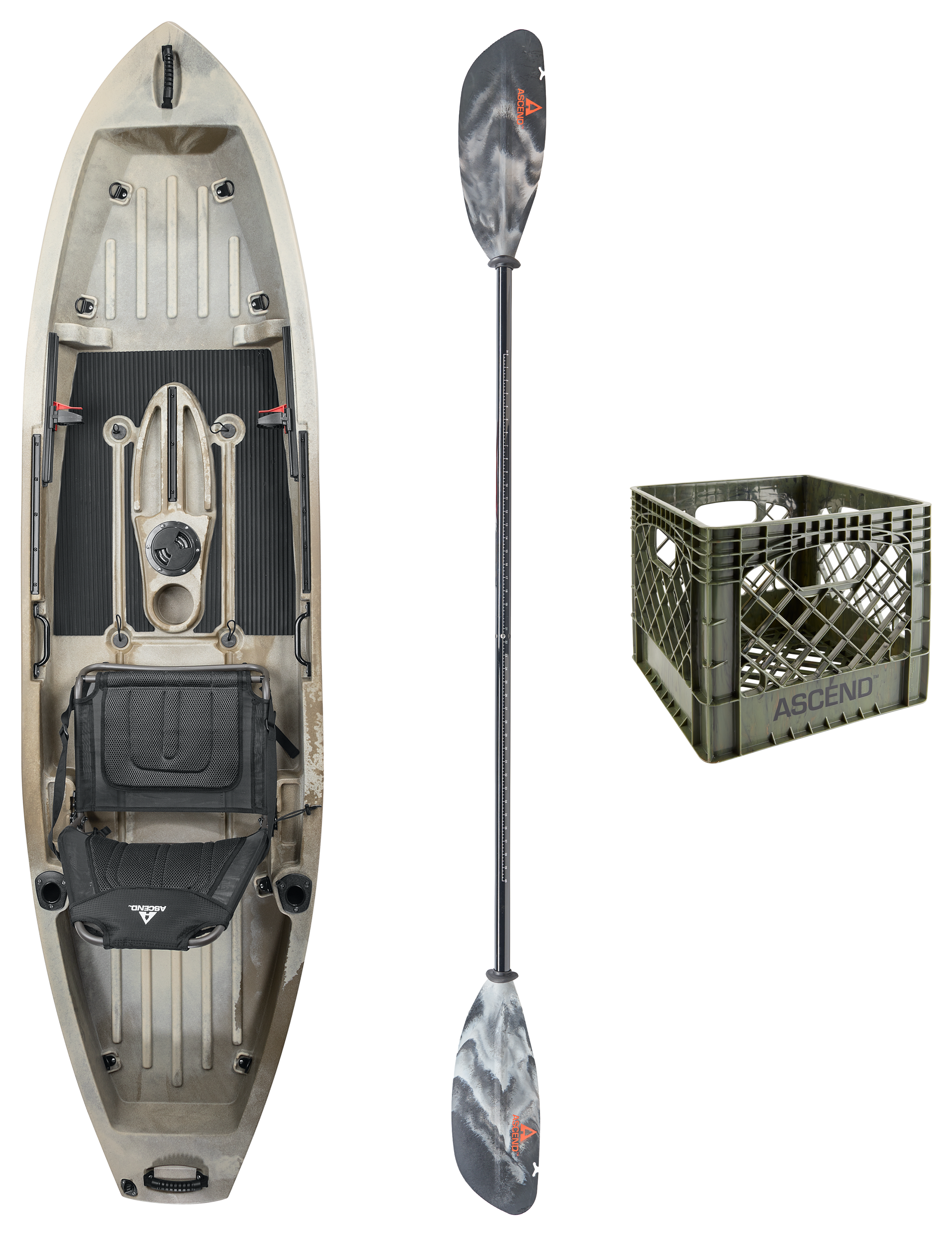 Ascend 10T Sit-On-Top Kayak Fishing Package - Desert Storm