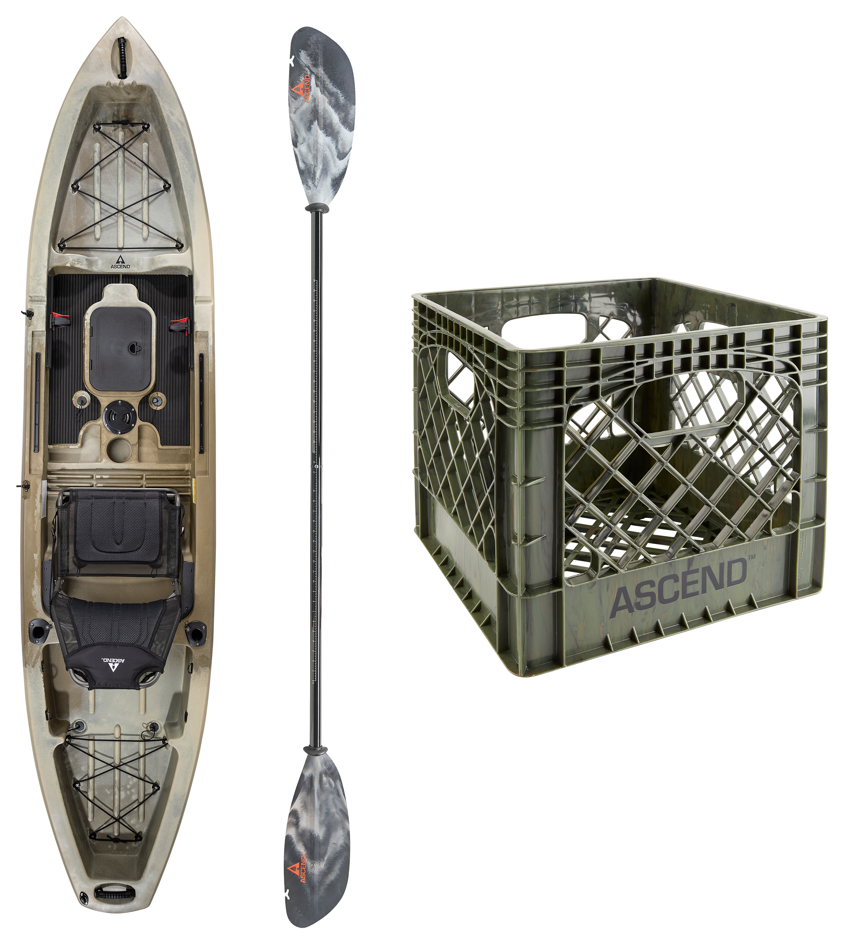 Ascend 12T Sit-On-Top Kayak Fishing Package - Desert Storm