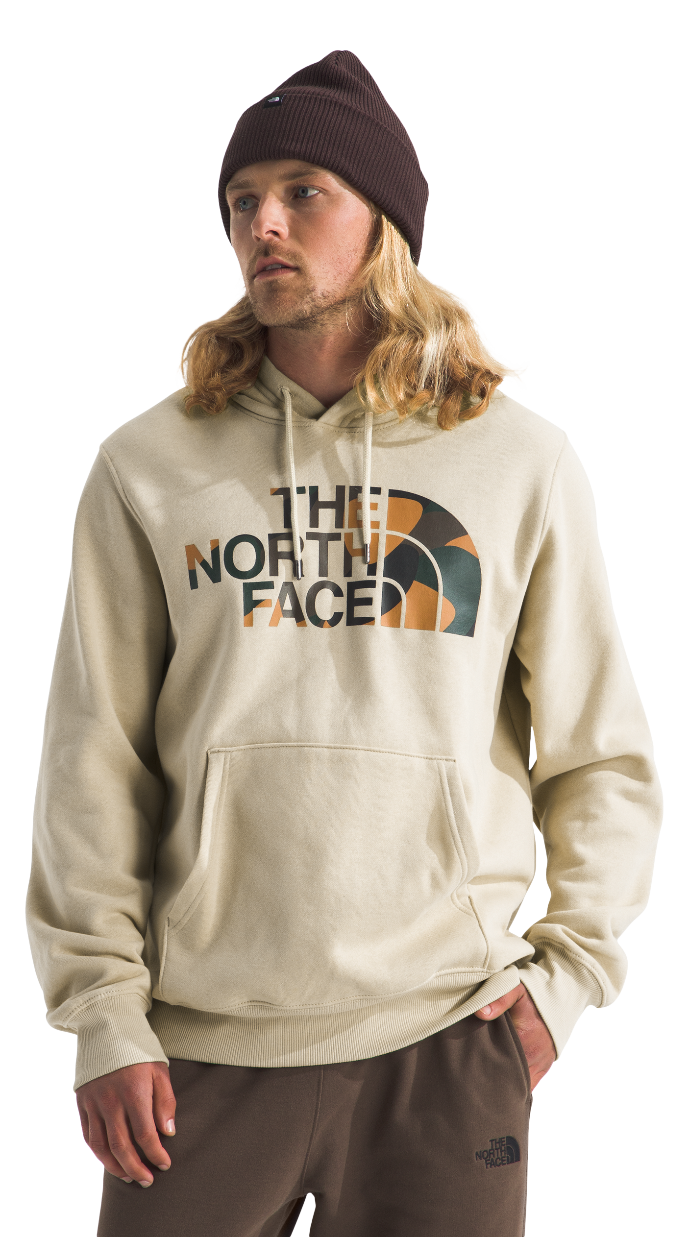 Image of The North Face Half Dome Pullover Long-Sleeve Hoodie for Men - Gravel/Art
