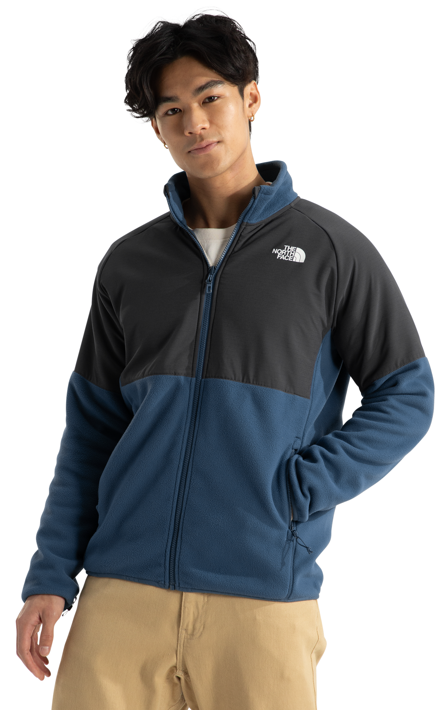 The North Face Glacier Heavyweight Full-Zip Jacket for Men - Shady Blue/Asphalt Grey - S