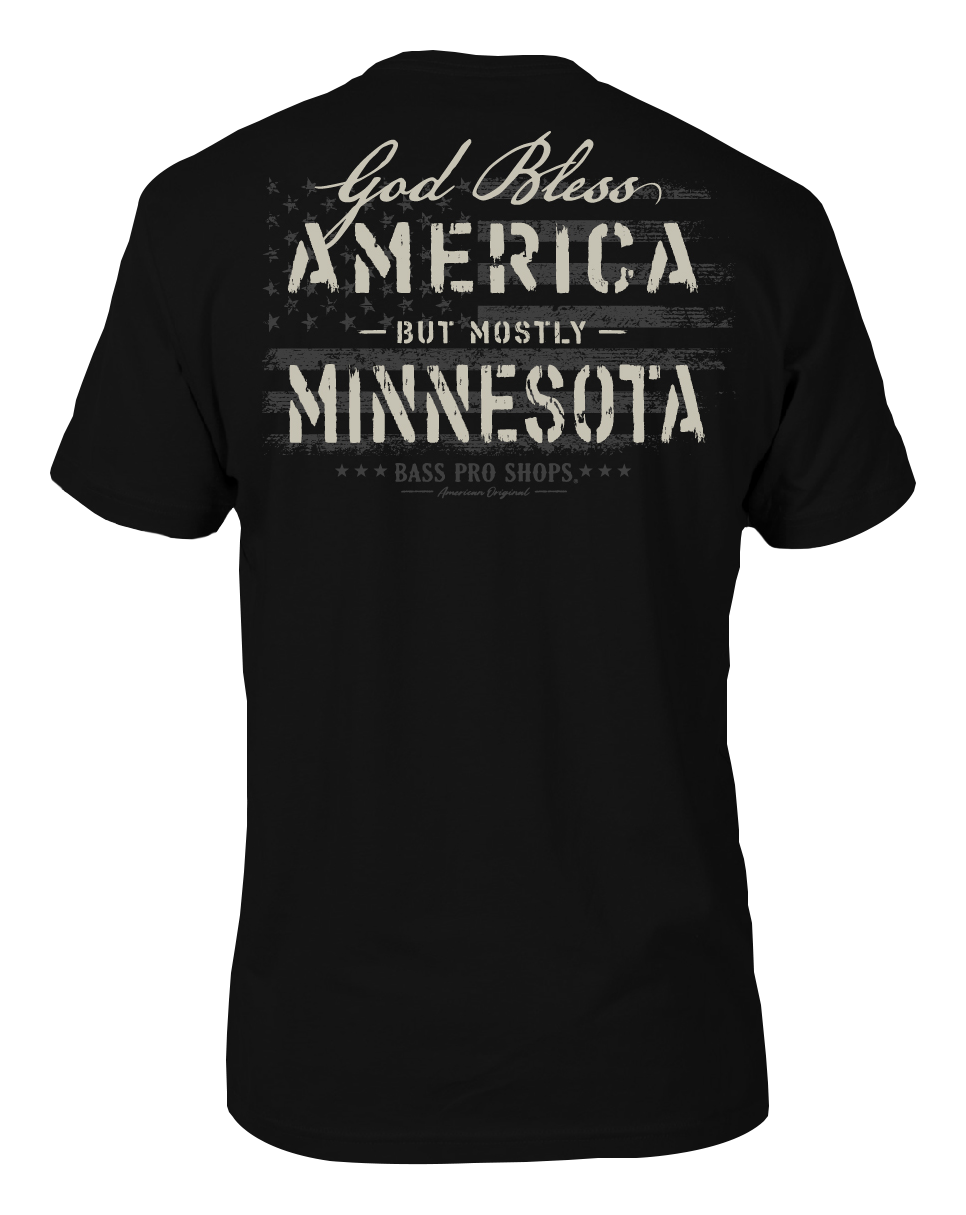 Image of Bass Pro Shops God Bless State Short-Sleeve T-Shirt for Men - MN/Black - XL