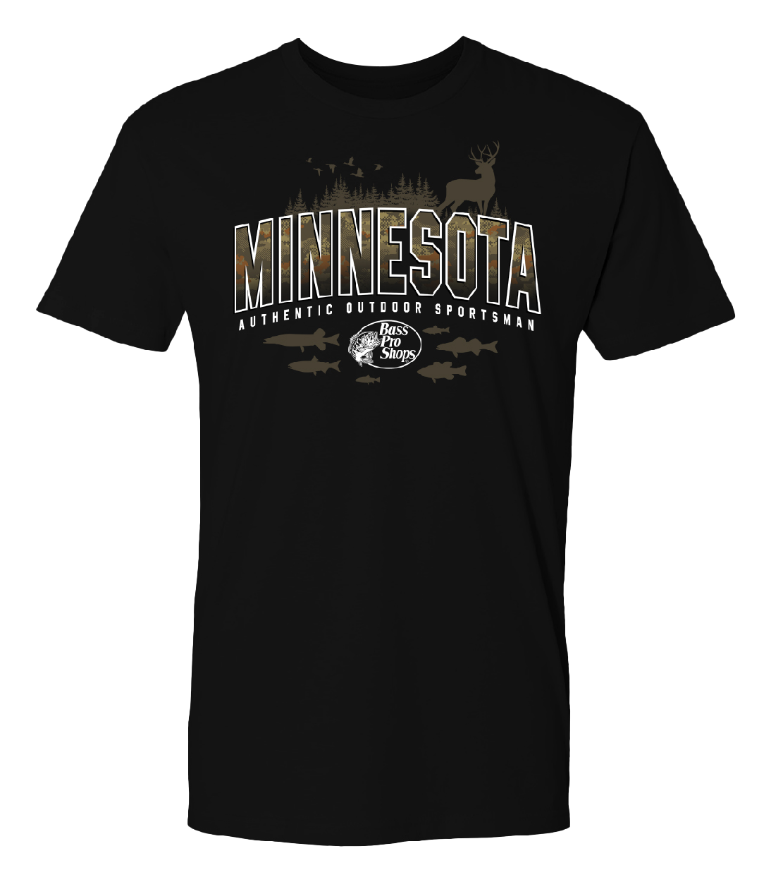 Image of Bass Pro Shops Varsity Camo Short-Sleeve T-Shirt for Men - MN/Black - L