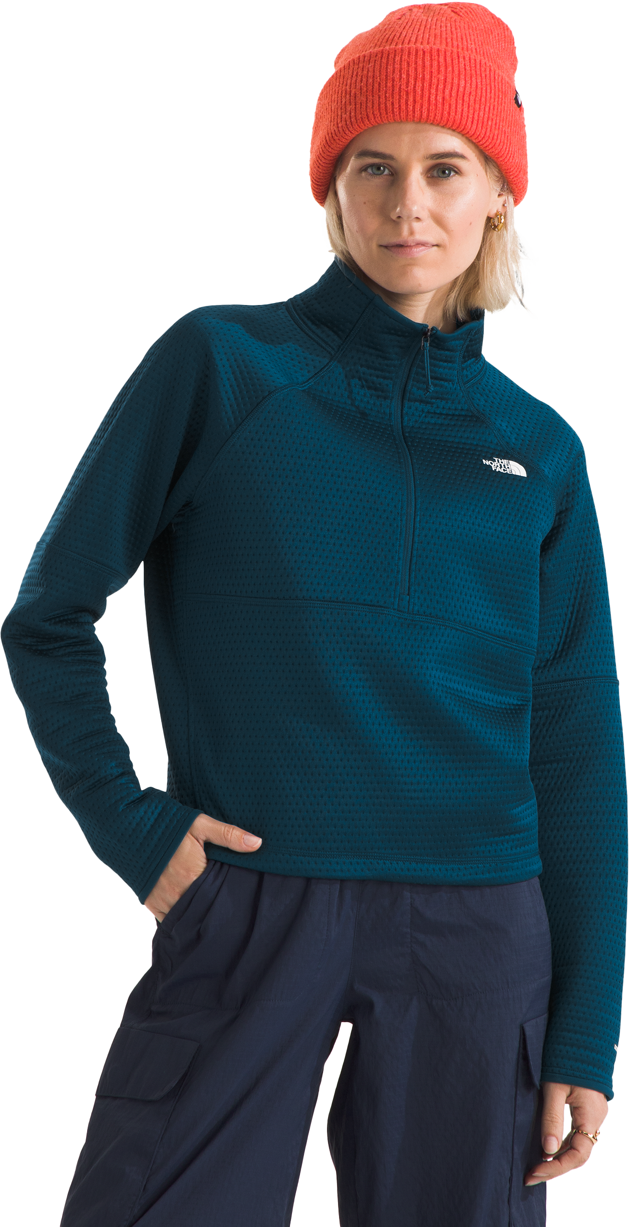 Image of The North Face Vertical Thermal Quarter-Zip Pullover for Ladies - Midnight Petrol - S