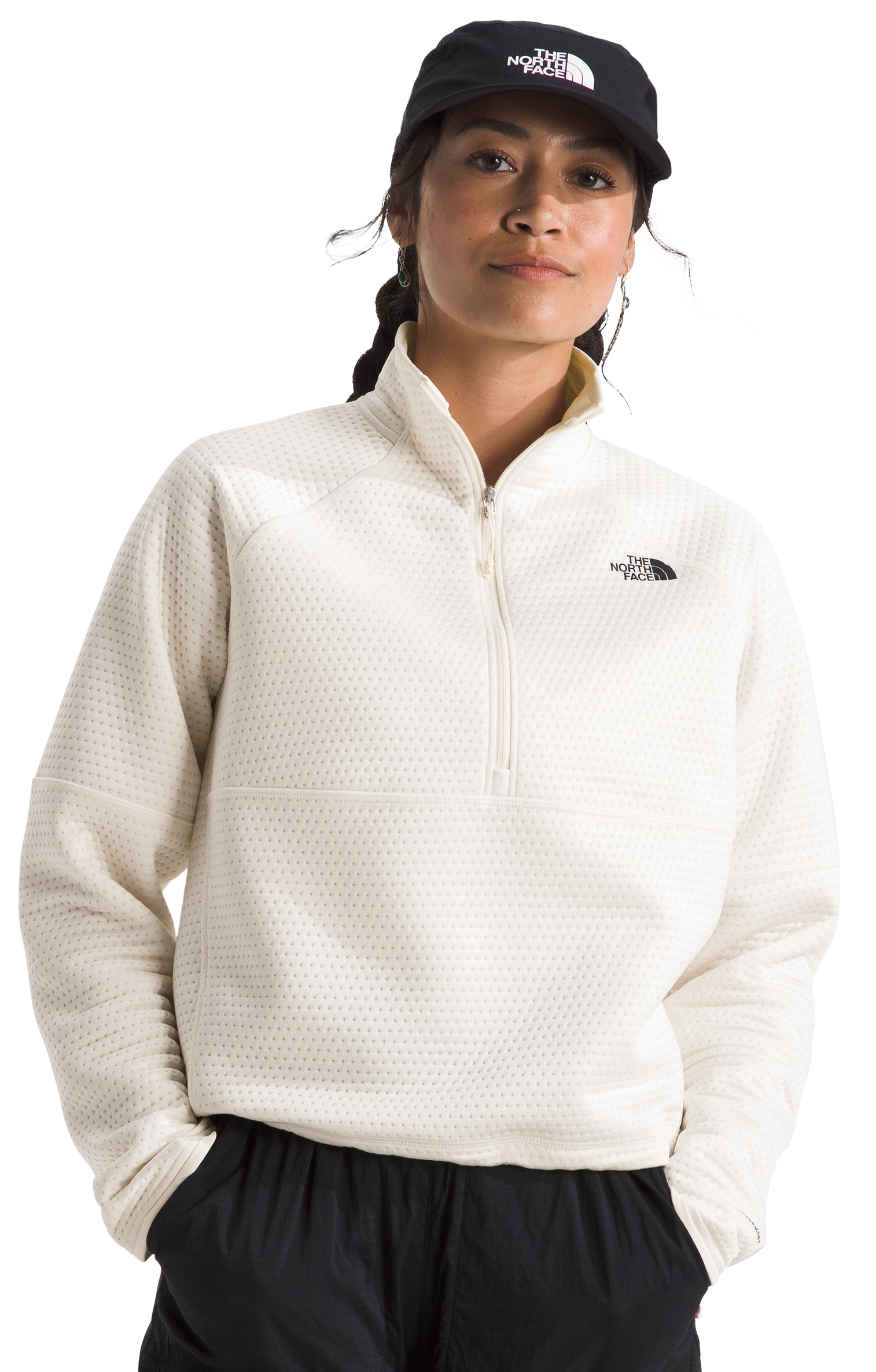 Image of The North Face Vertical Thermal Quarter-Zip Pullover for Ladies - White Dune - S