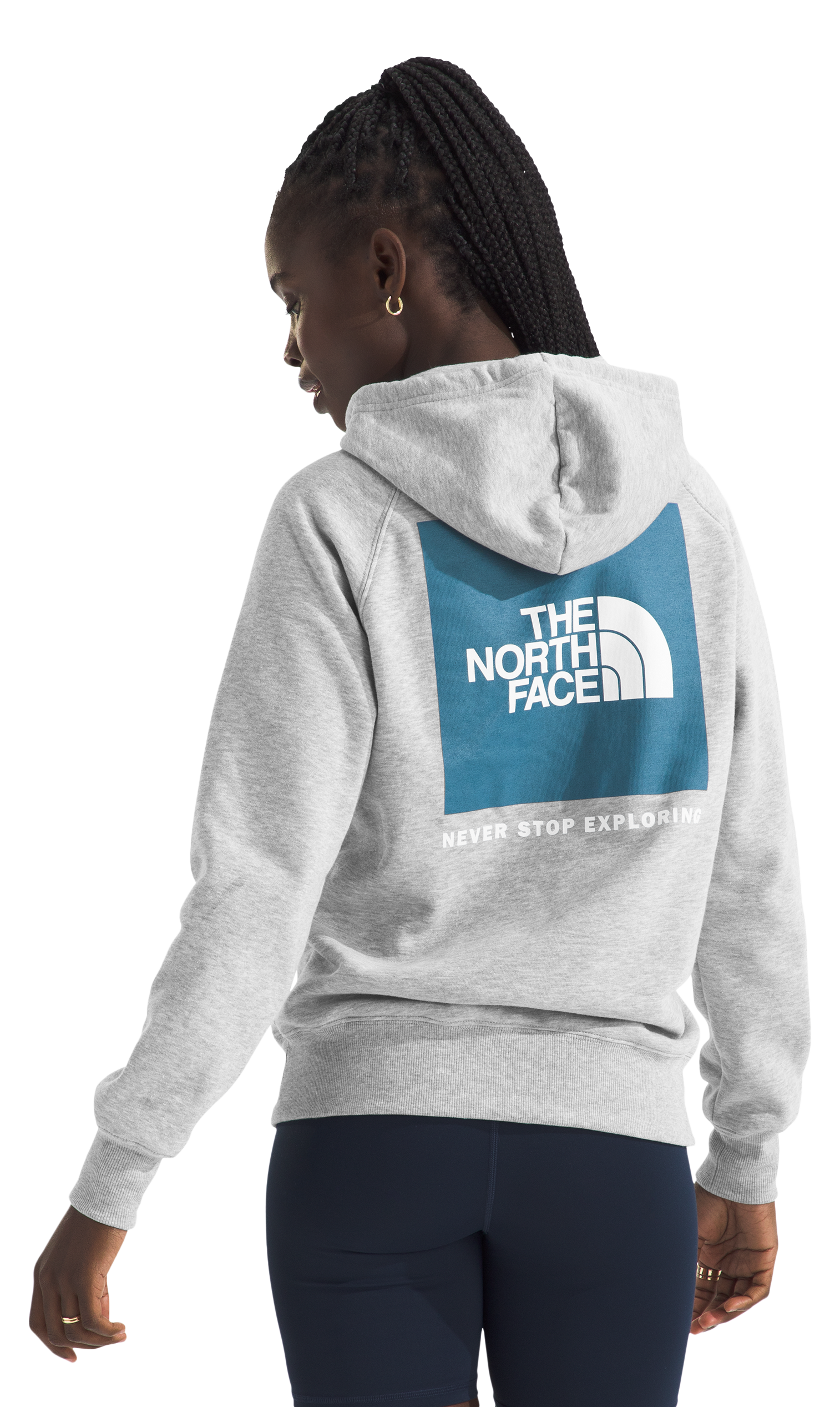 Image of The North Face Box NSE Long-Sleeve Hoodie for Ladies - TNF Light Grey Heather/Alkalin - XXL