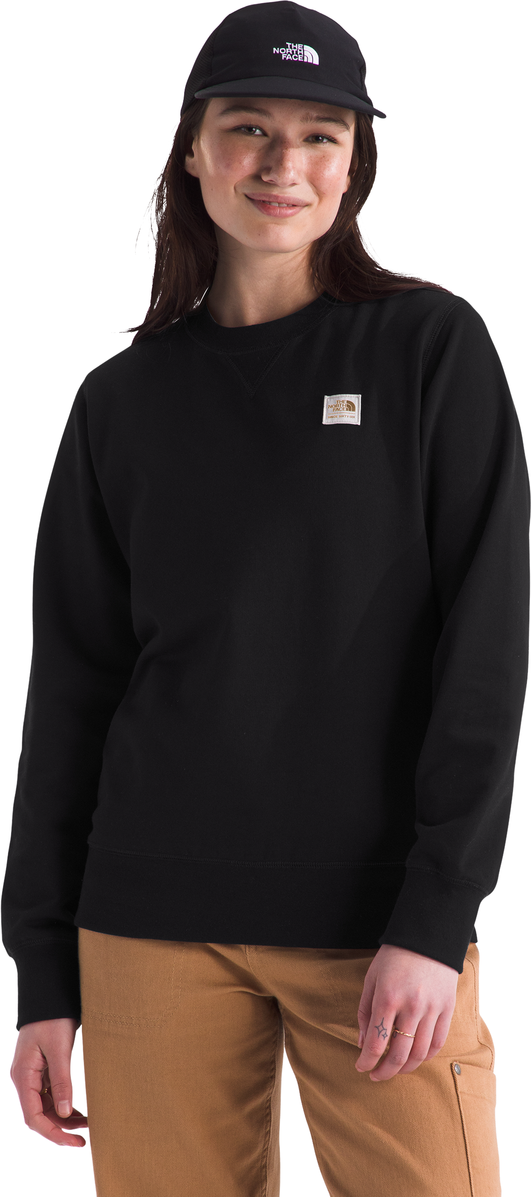 The North Face Heritage Patch Crew-Neck Sweatshirt for Ladies - TNF Black/Heritage Patch - S