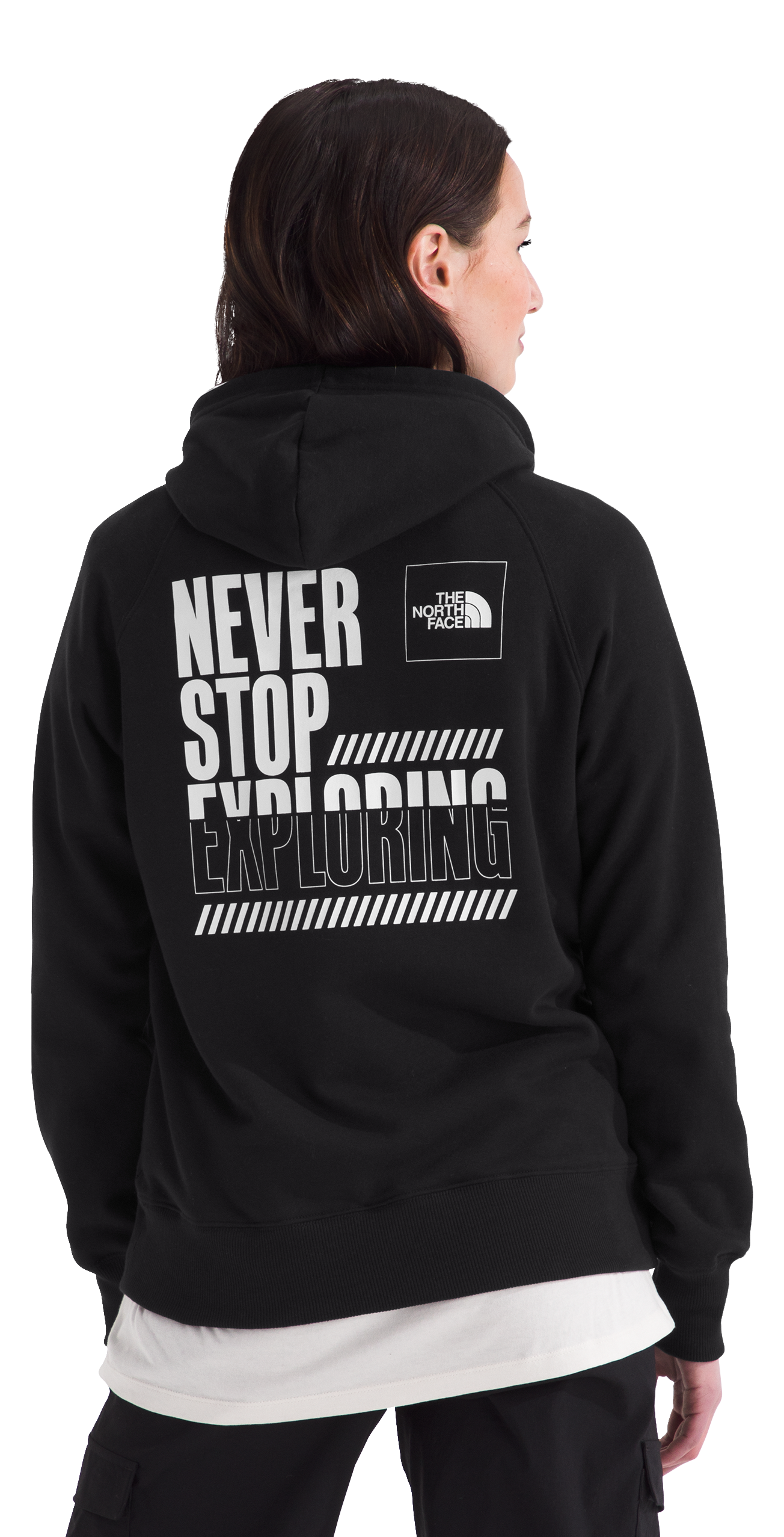 Image of The North Face Brand Proud Logo Graphic Long-Sleeve Hoodie for Ladies - TNF Black - S