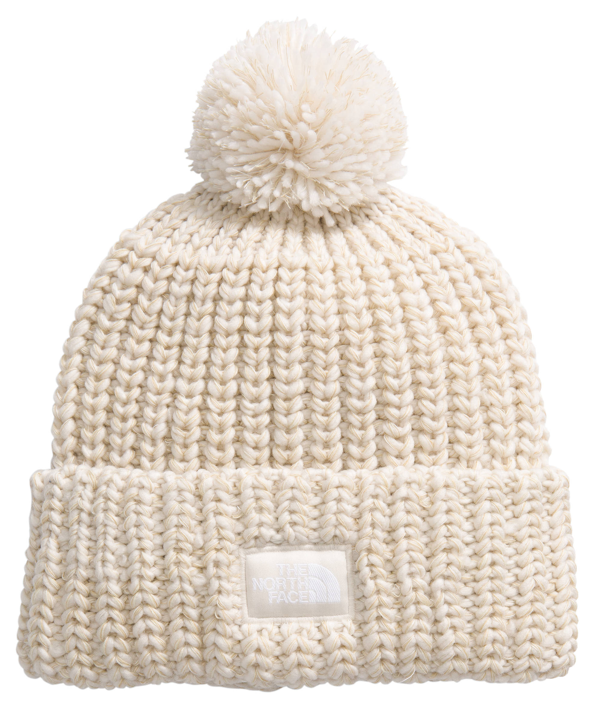 Image of The North Face Cozy Chunky Cabin Beanie for Ladies - Gardenia White/Gravel/Khaki Stone