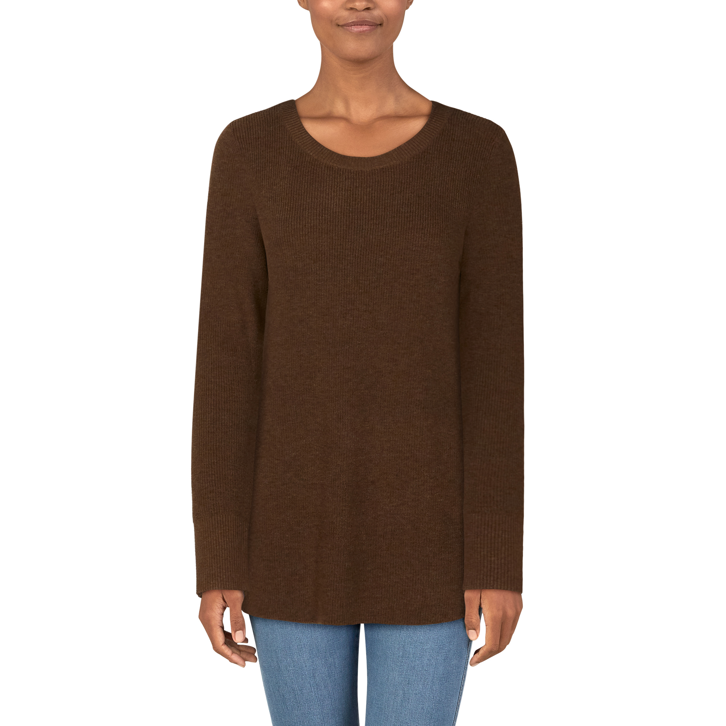 Image of Natural Reflections Cozy Time Ribbed Long-Sleeve Tunic - Chestnut