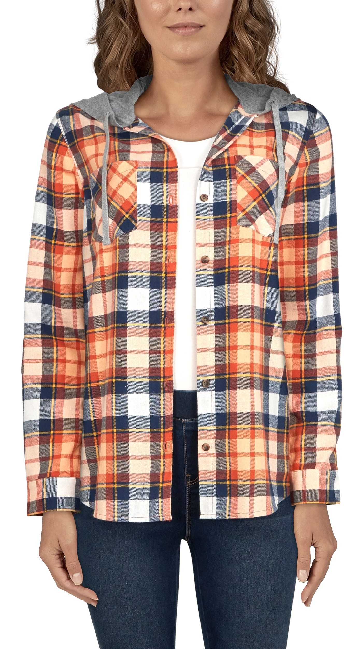 NATURAL REFLECTIONS Hooded Flannel Long-Sleeve Shirt