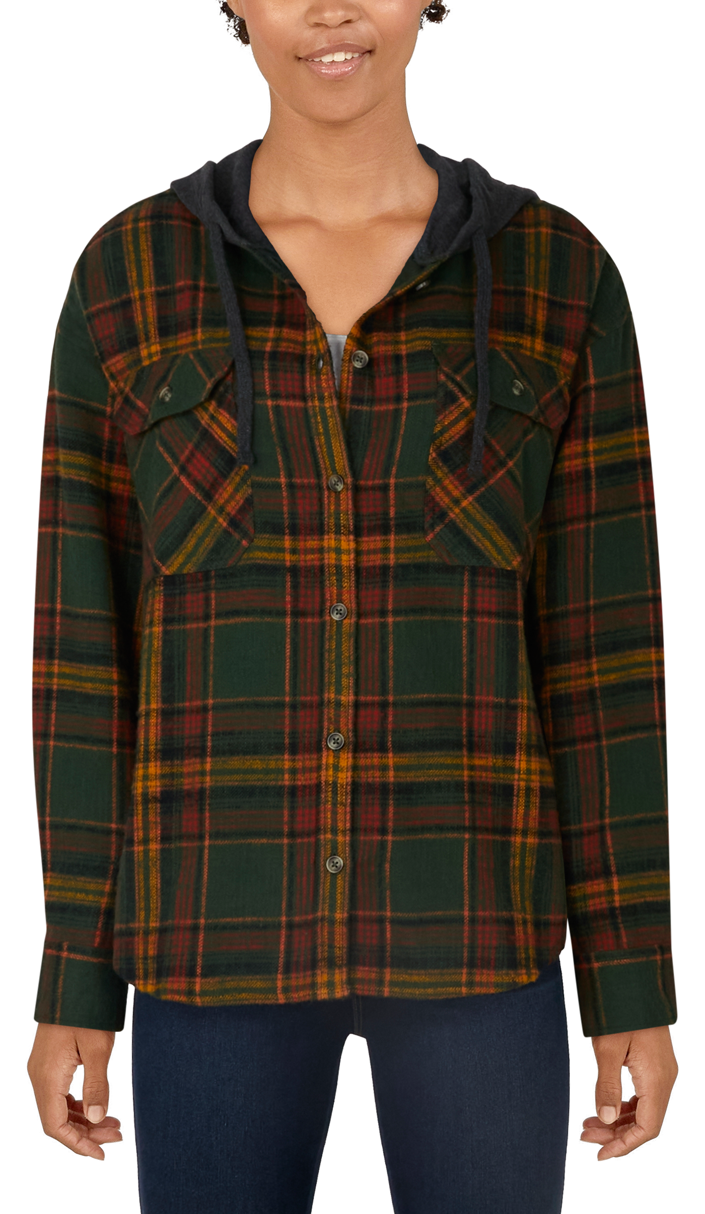 NATURAL REFLECTIONS Weekend Rewind Flannel Hoodie for Ladies